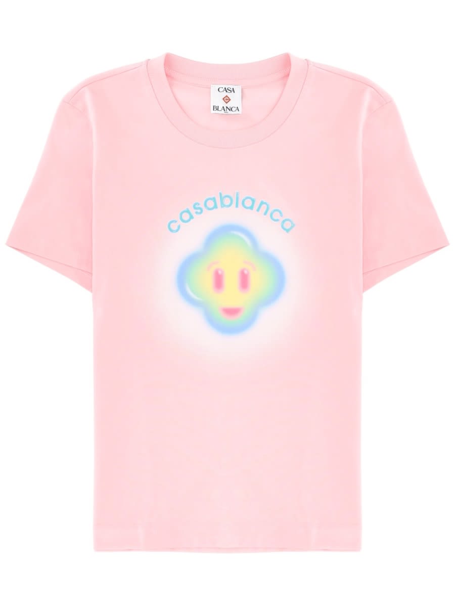 Casablanca Women Airbrush Smiley Fitted Short-sleeve T-shirt In Pink