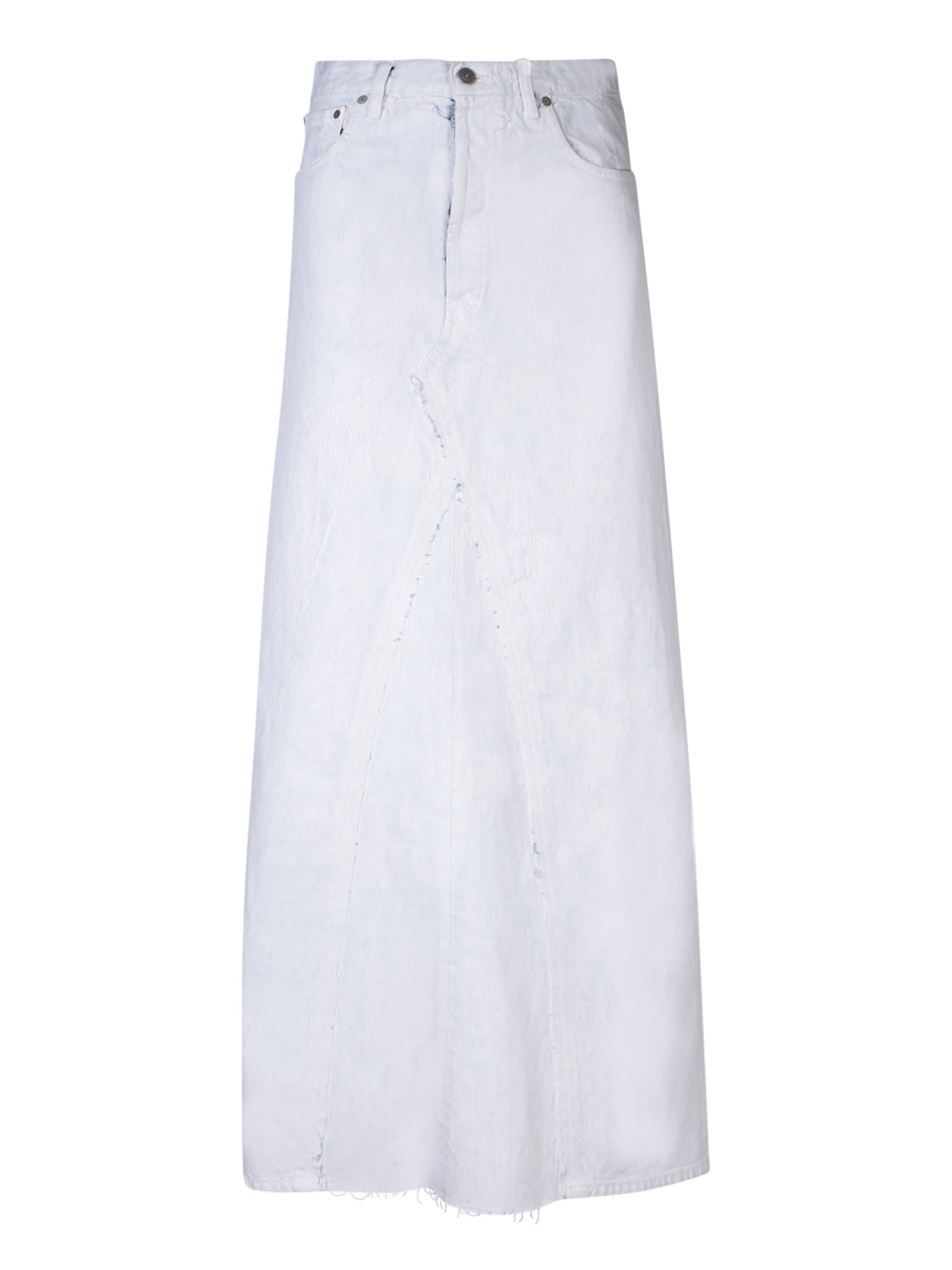 Shop Maison Margiela Ruffled Denim White Skirt