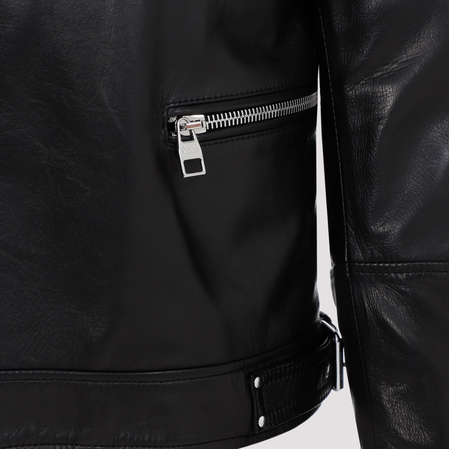 Shop Alexander Mcqueen Leather Biker Jacket In Black