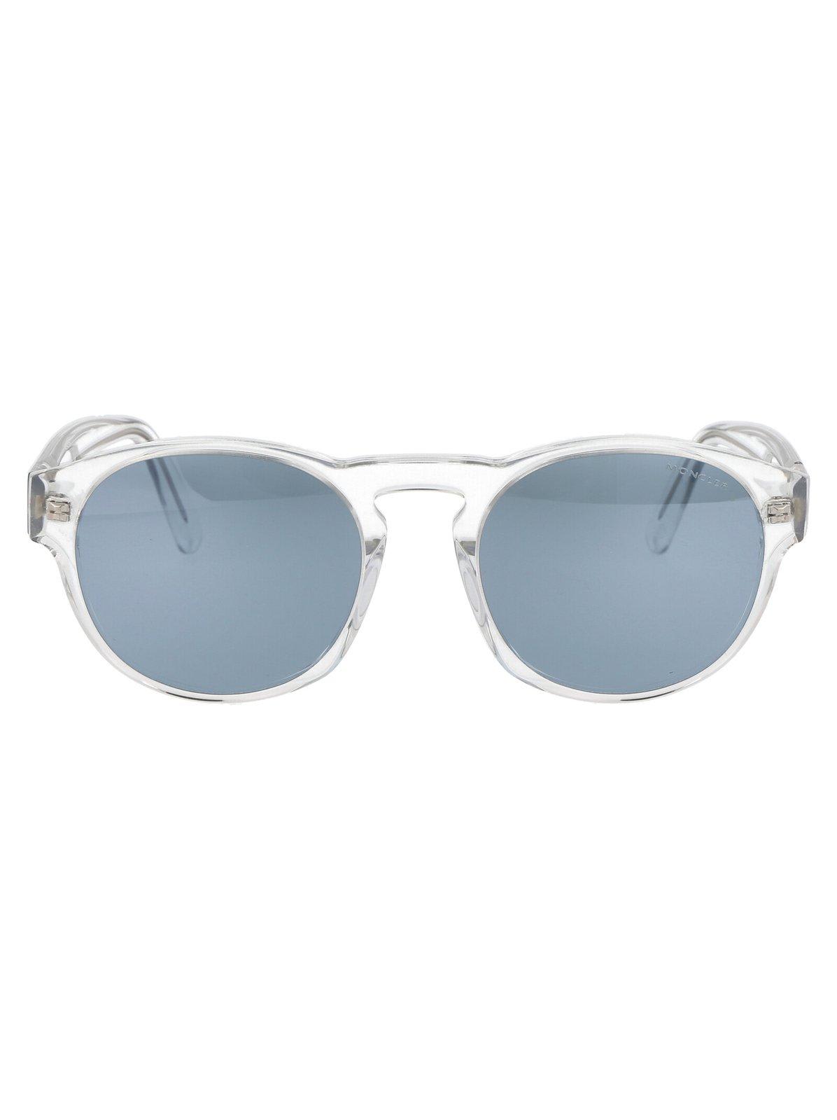 Shop Moncler Round Frame Sunglasses In 26x