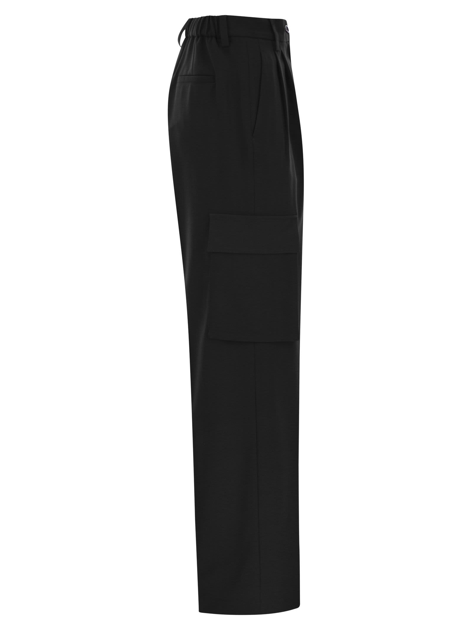 Herno Women Soft Wool Cargo Pants In Black