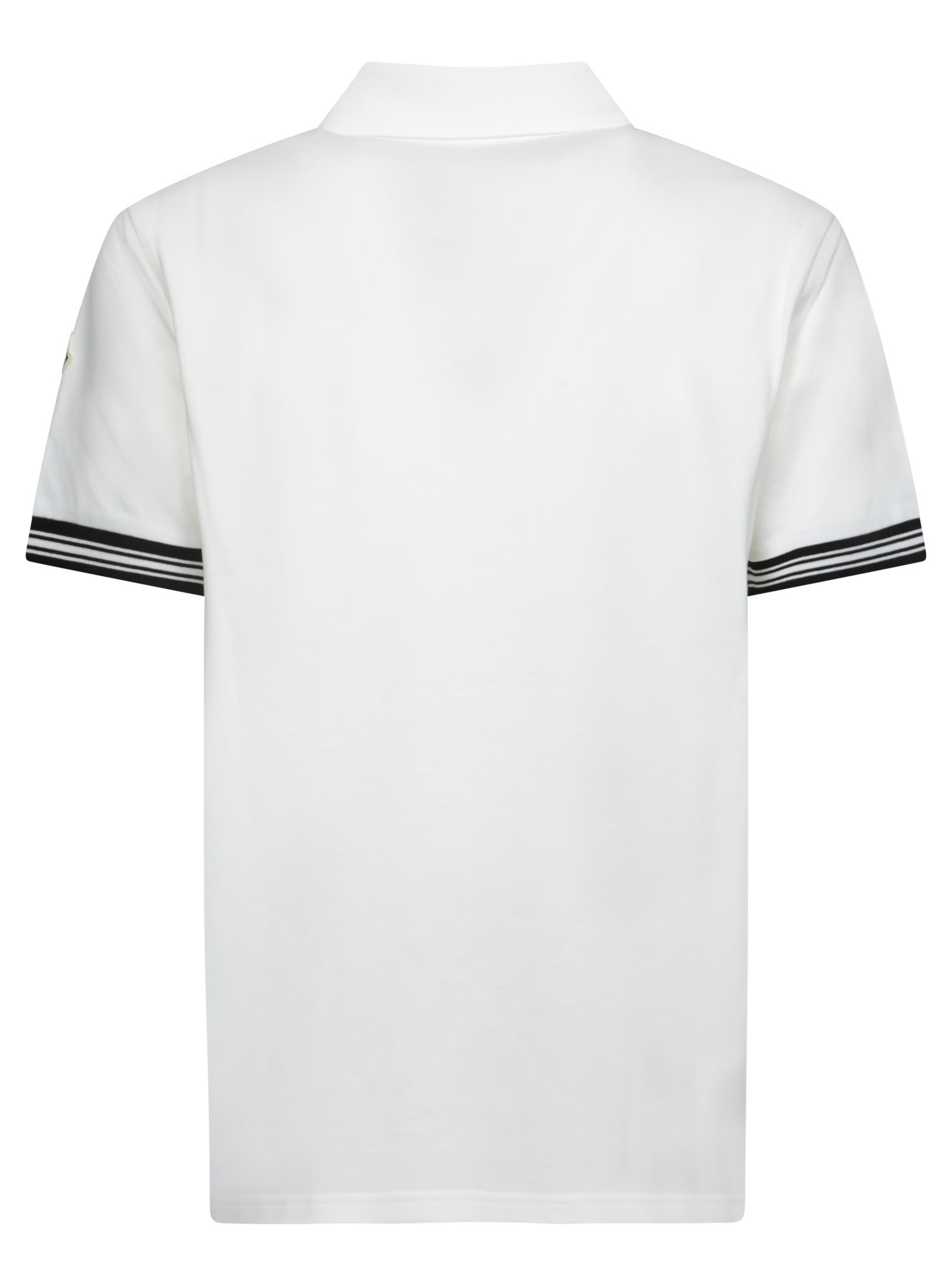 Moncler Cotton Piquet Polo With Logo In White