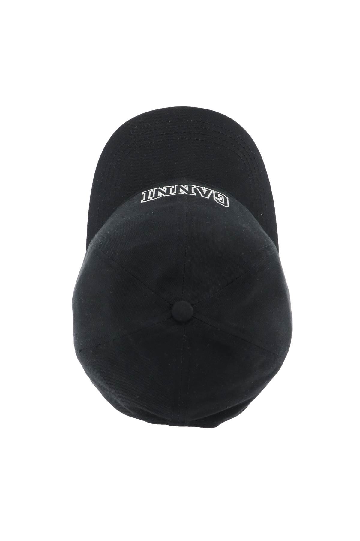 Ganni Logo-embroidered Cotton Cap In Black