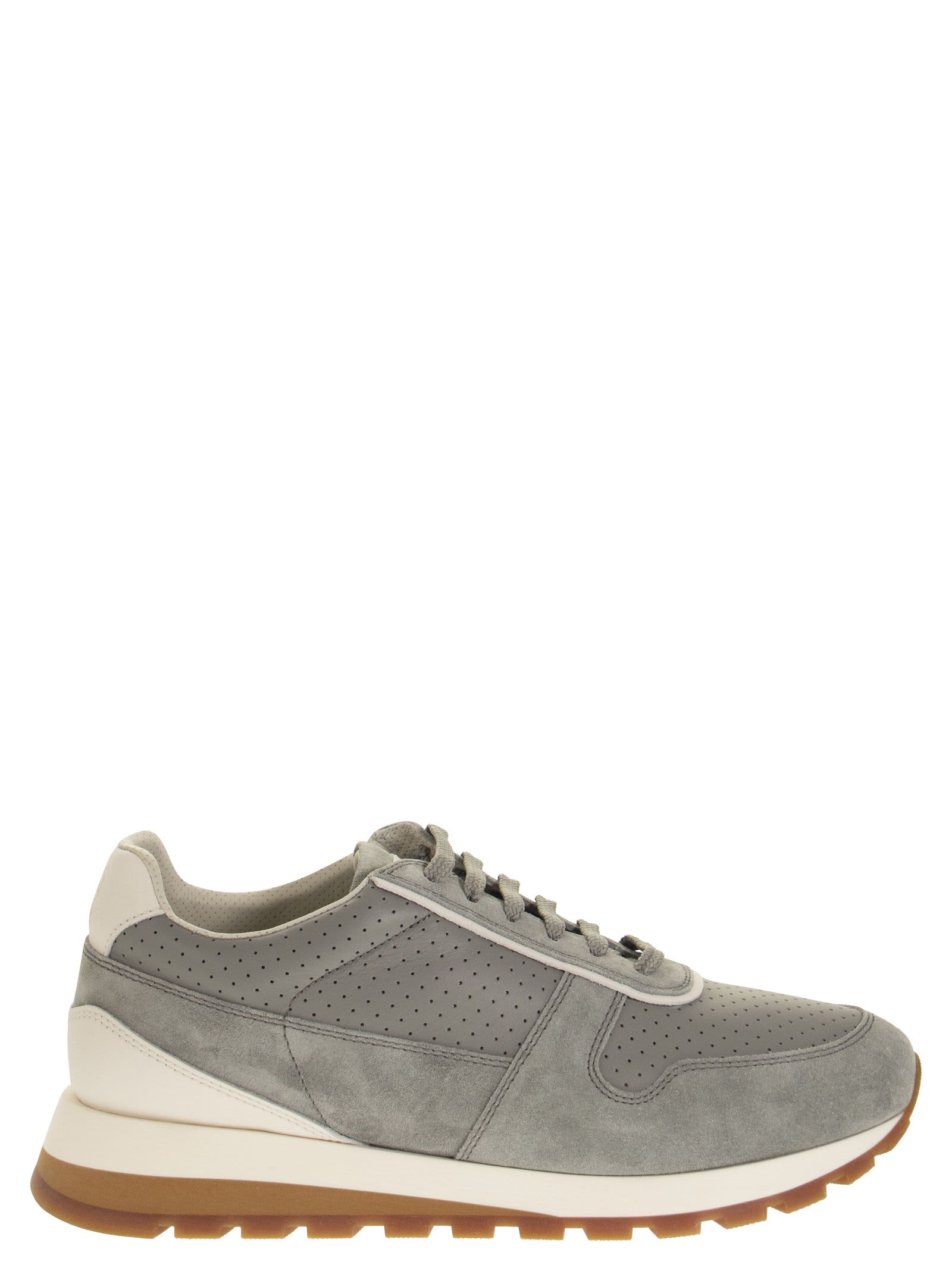 Brunello Cucinelli Suede And Leather Sneakers