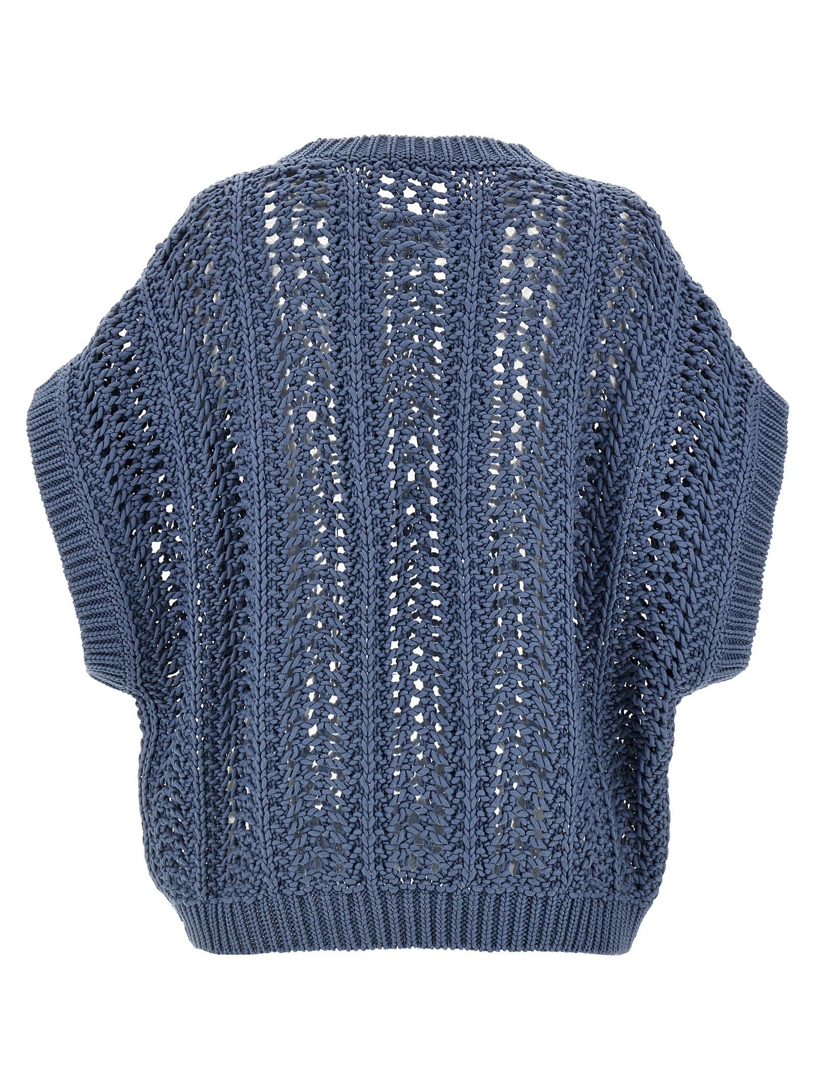 Brunello Cucinelli Ribbed Net Sweater Sweaters And Cardigans Blue