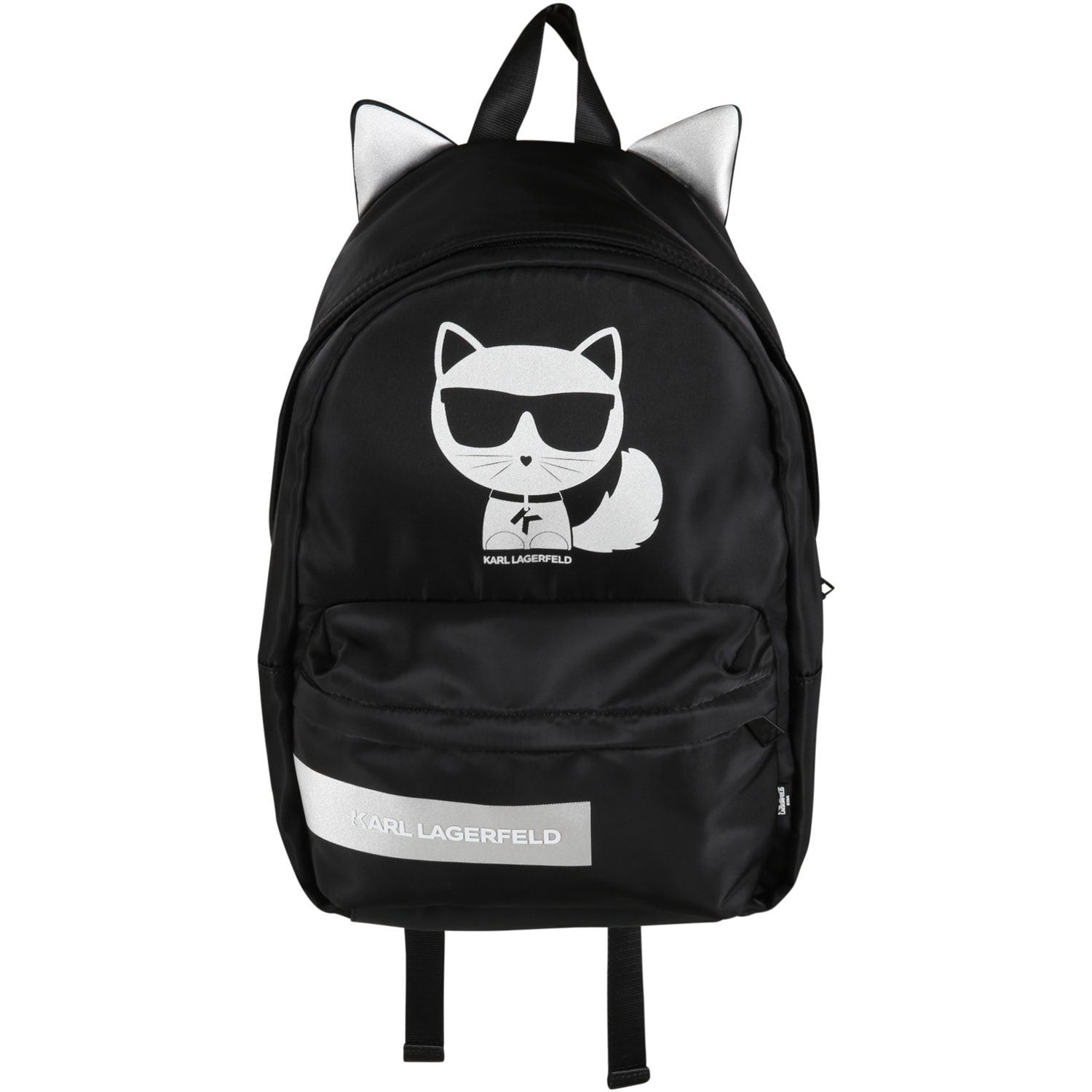 Karl Lagerfeld Kids Black Backpack For Kids With Choupette