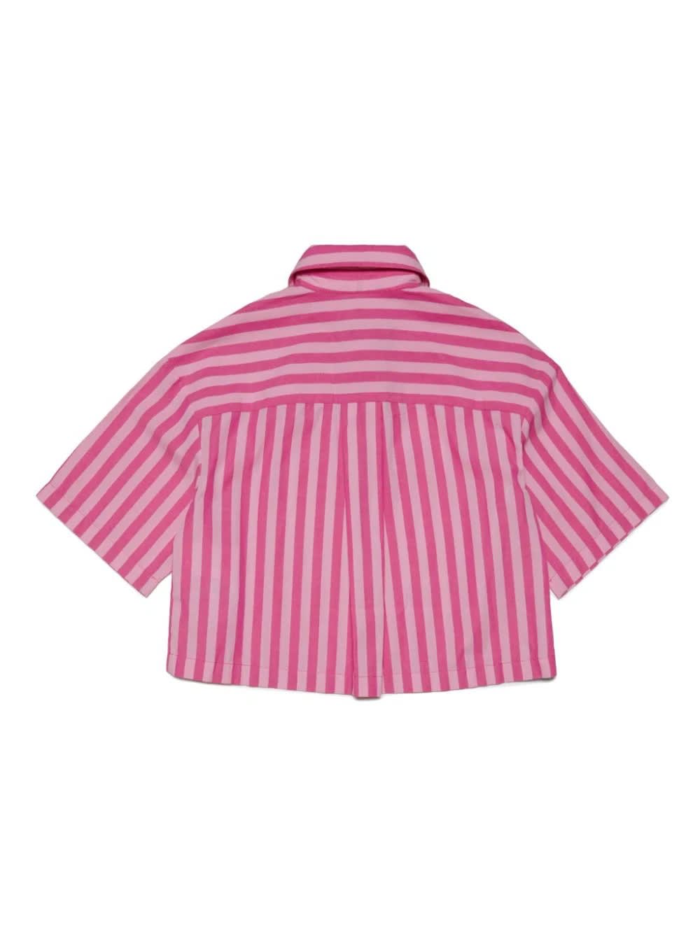 Shop Max&amp;co. Pink Striped Poplin Crop Shirt With Logo