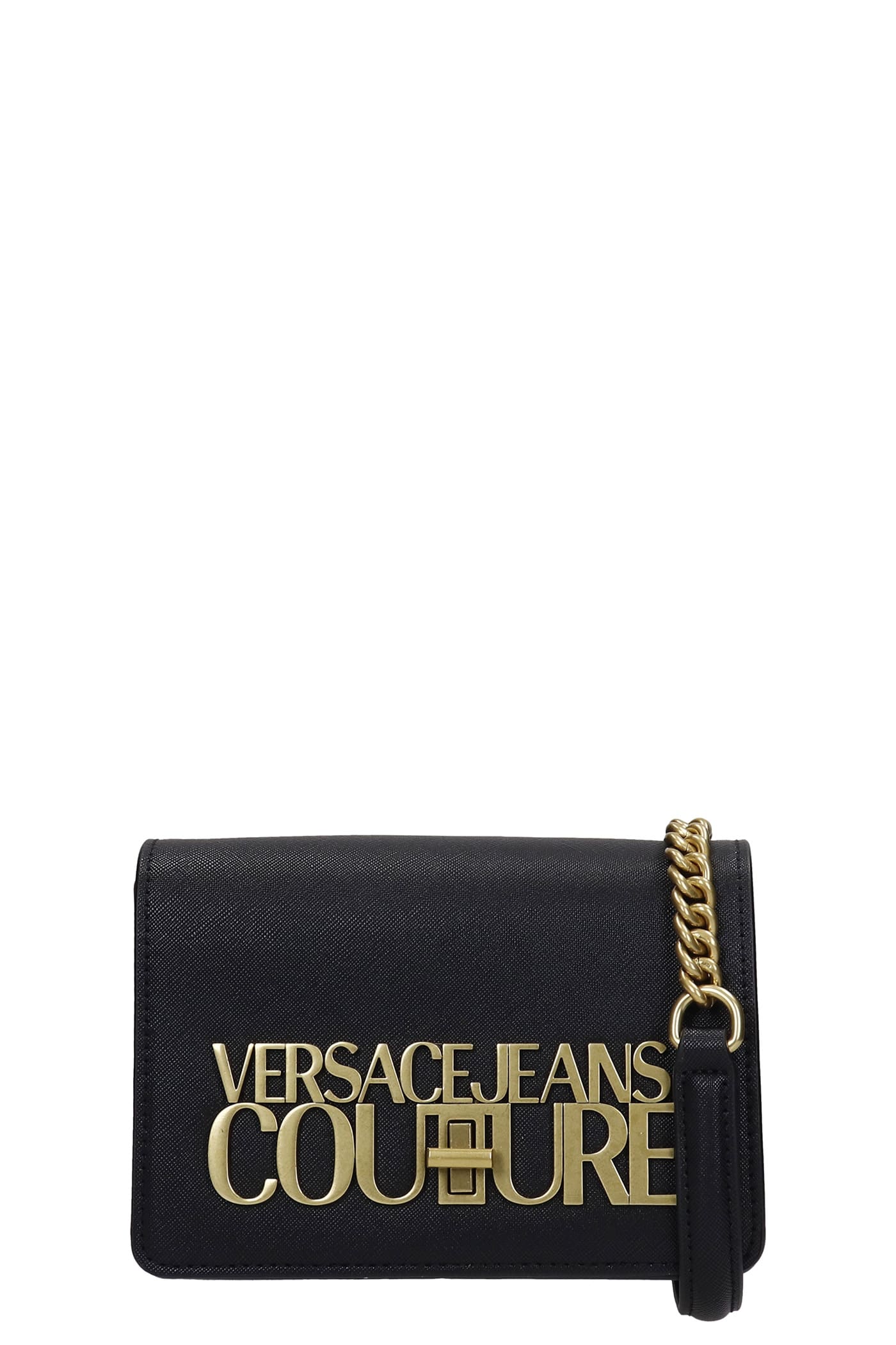 Versace Jeans Couture Shoulder Bag In Black Faux Leather