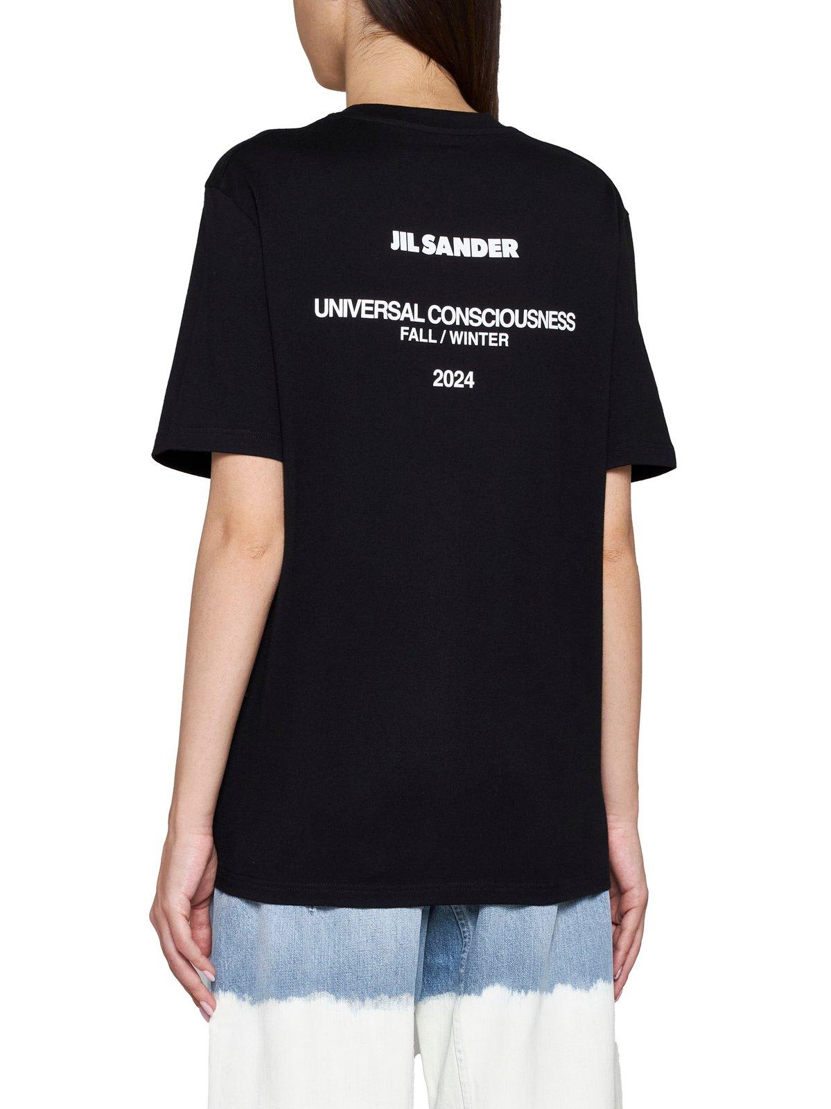 Shop Jil Sander Logo Printed Crewneck T-shirt In Nero