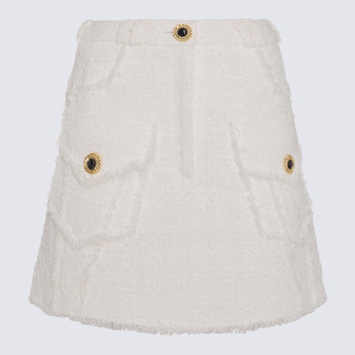 Shop Balmain White Cotton Blend Skirt