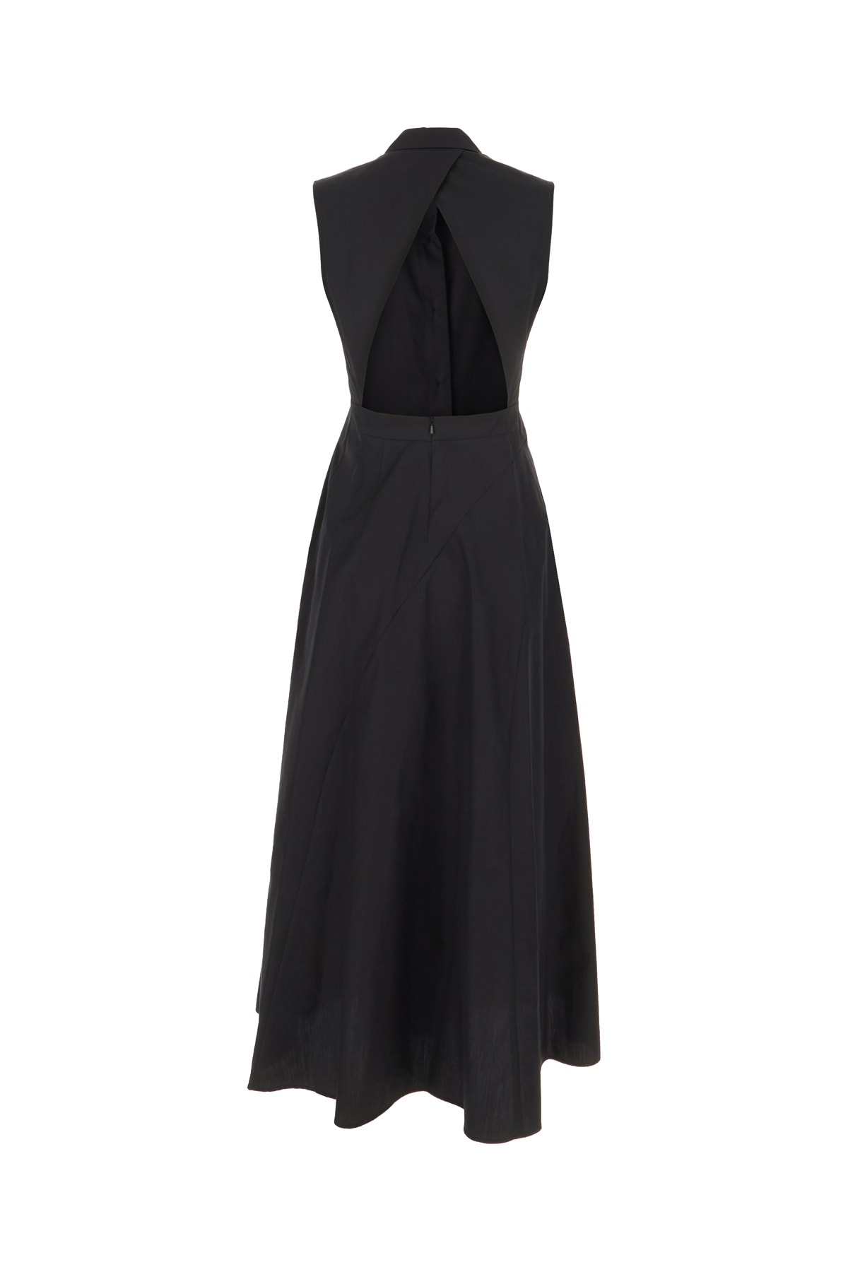 Max Mara Studio Keras Ruffled Sleeveless Dress In Nero