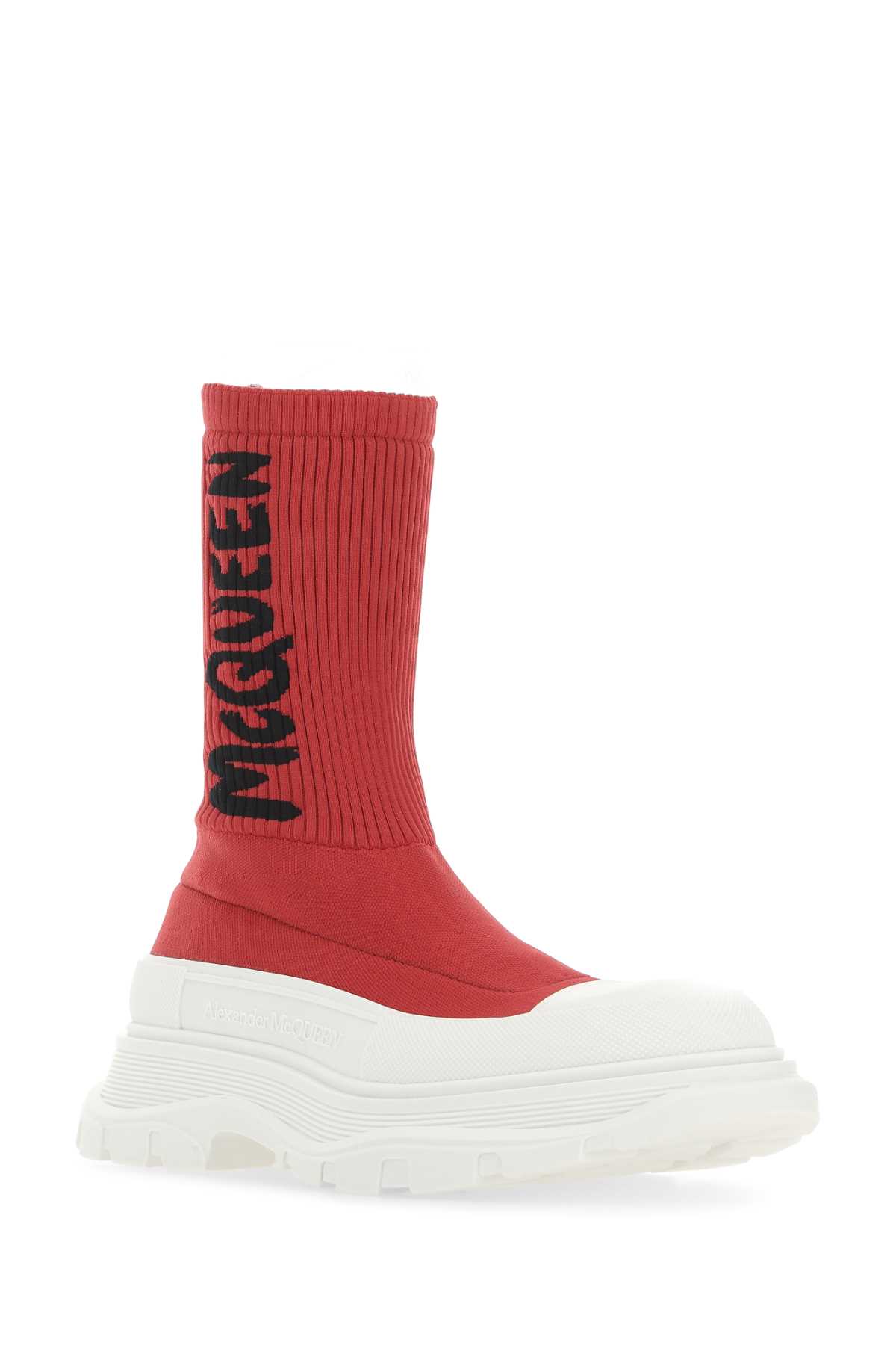 Shop Alexander Mcqueen Red Stretch Nylon Tread Slick Sneakers In 5535