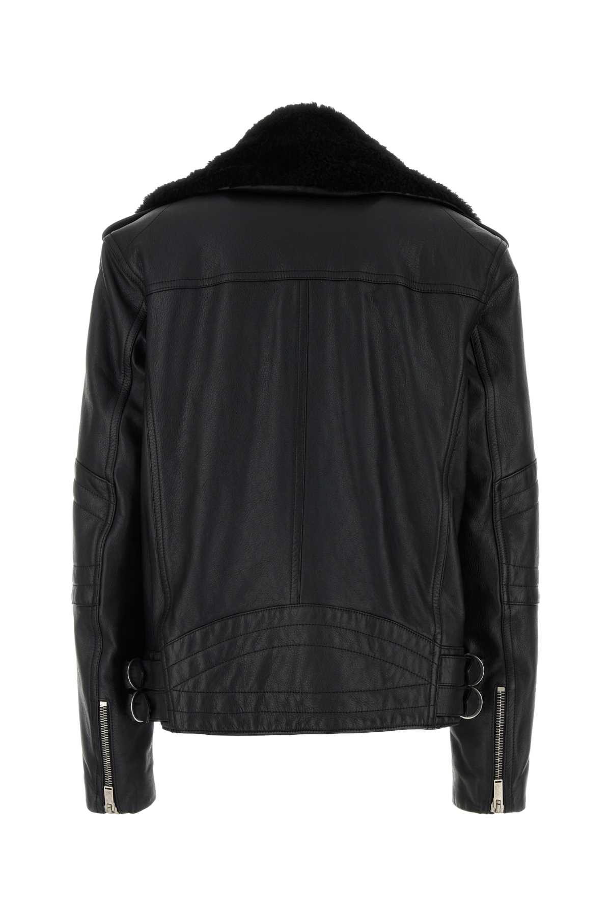 Shop Saint Laurent Black Leather Jacket In Noir