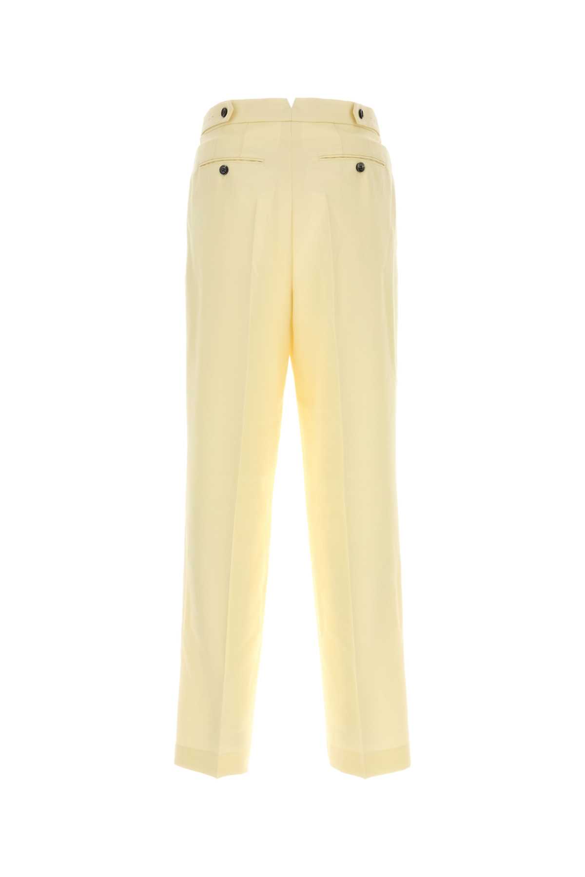 Shop Ami Alexandre Mattiussi Pastel Yellow Wool Pant In Beurre