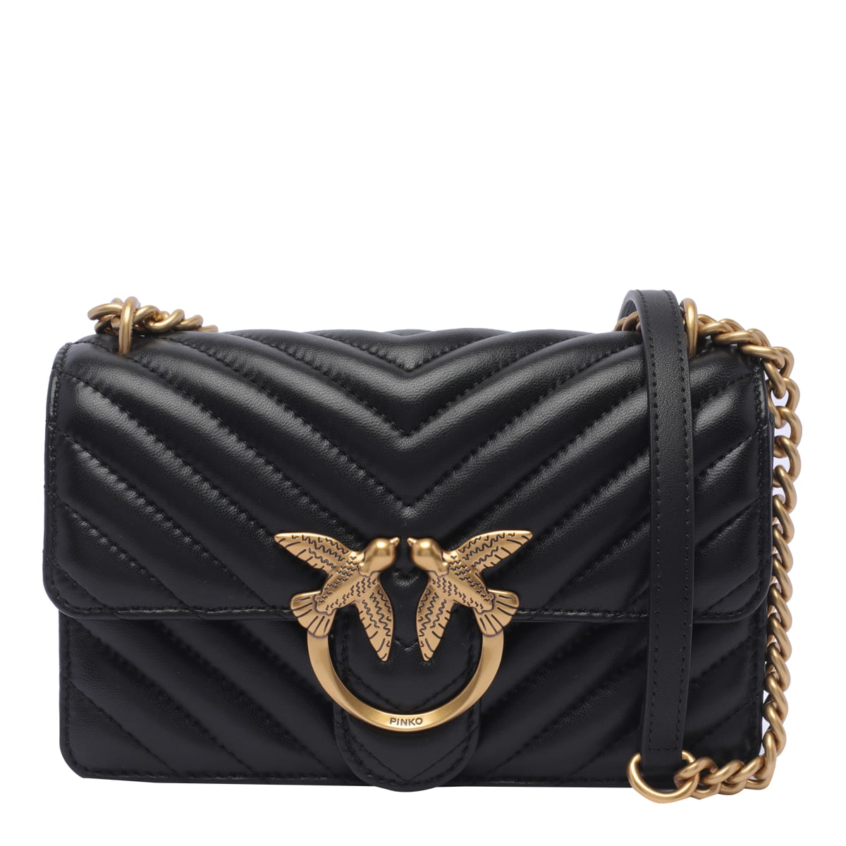 Shop Pinko Mini Love One Crossbody Bag In Black