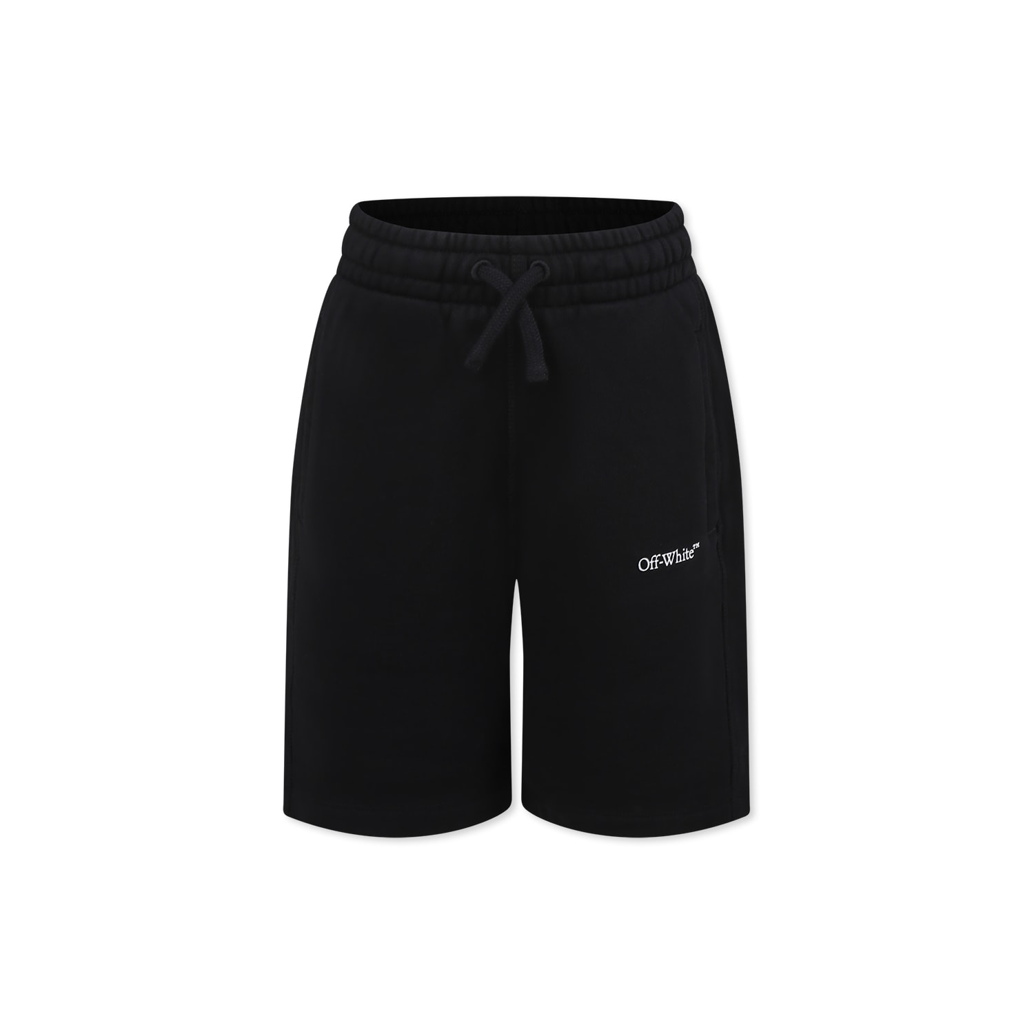 Shop Off-white Black Shorts For Boy With Logo
