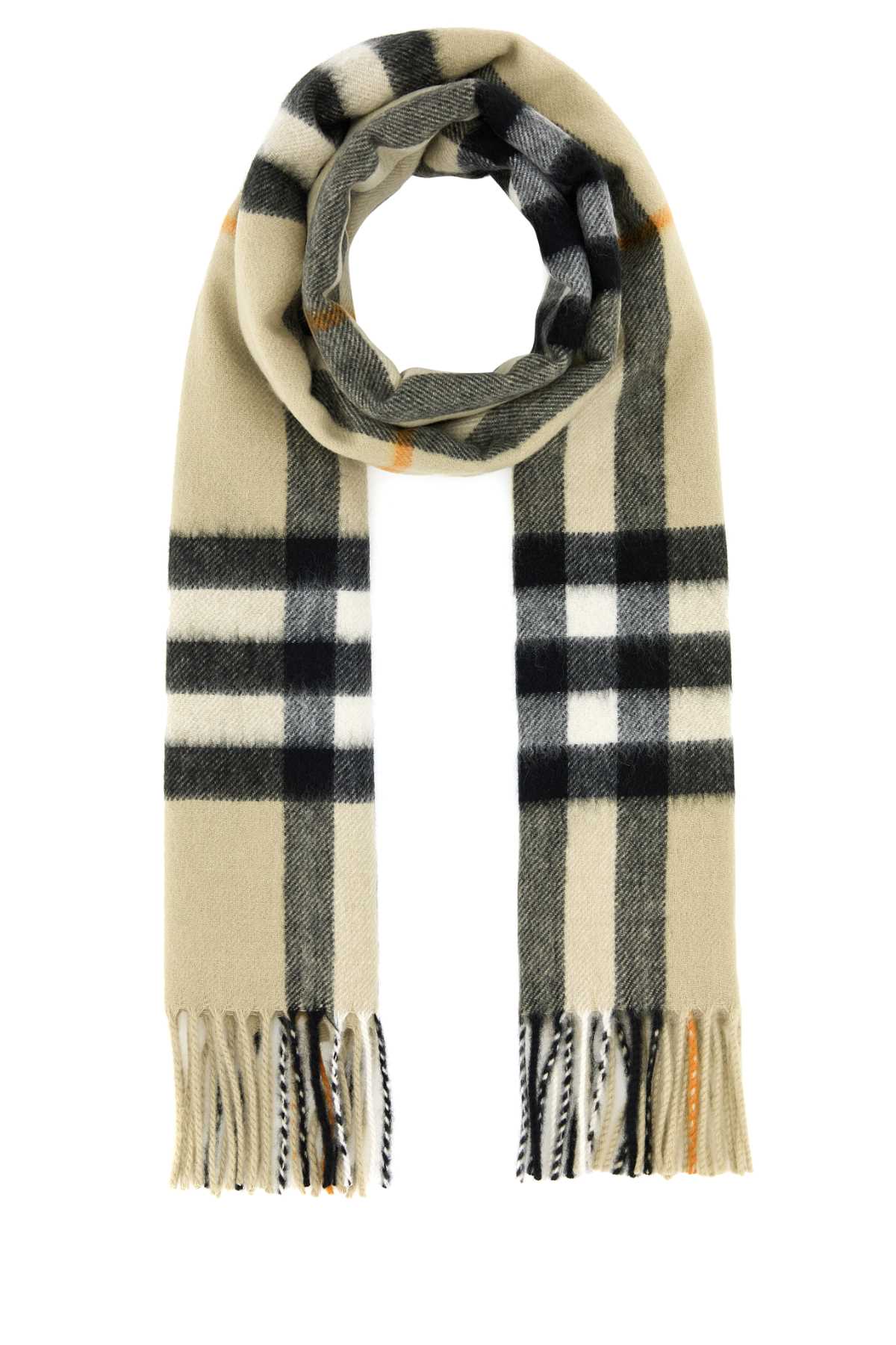 Shop Burberry Embroidered Cashmere Scarf In Lightsage