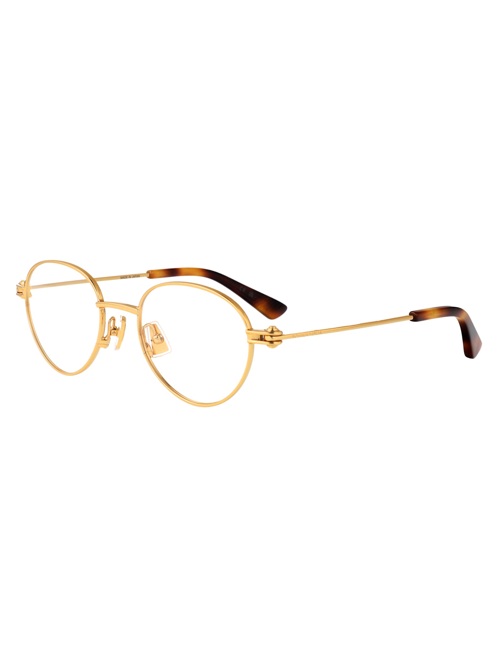 Bottega Veneta Gold-gold-transparent Metal Glasses