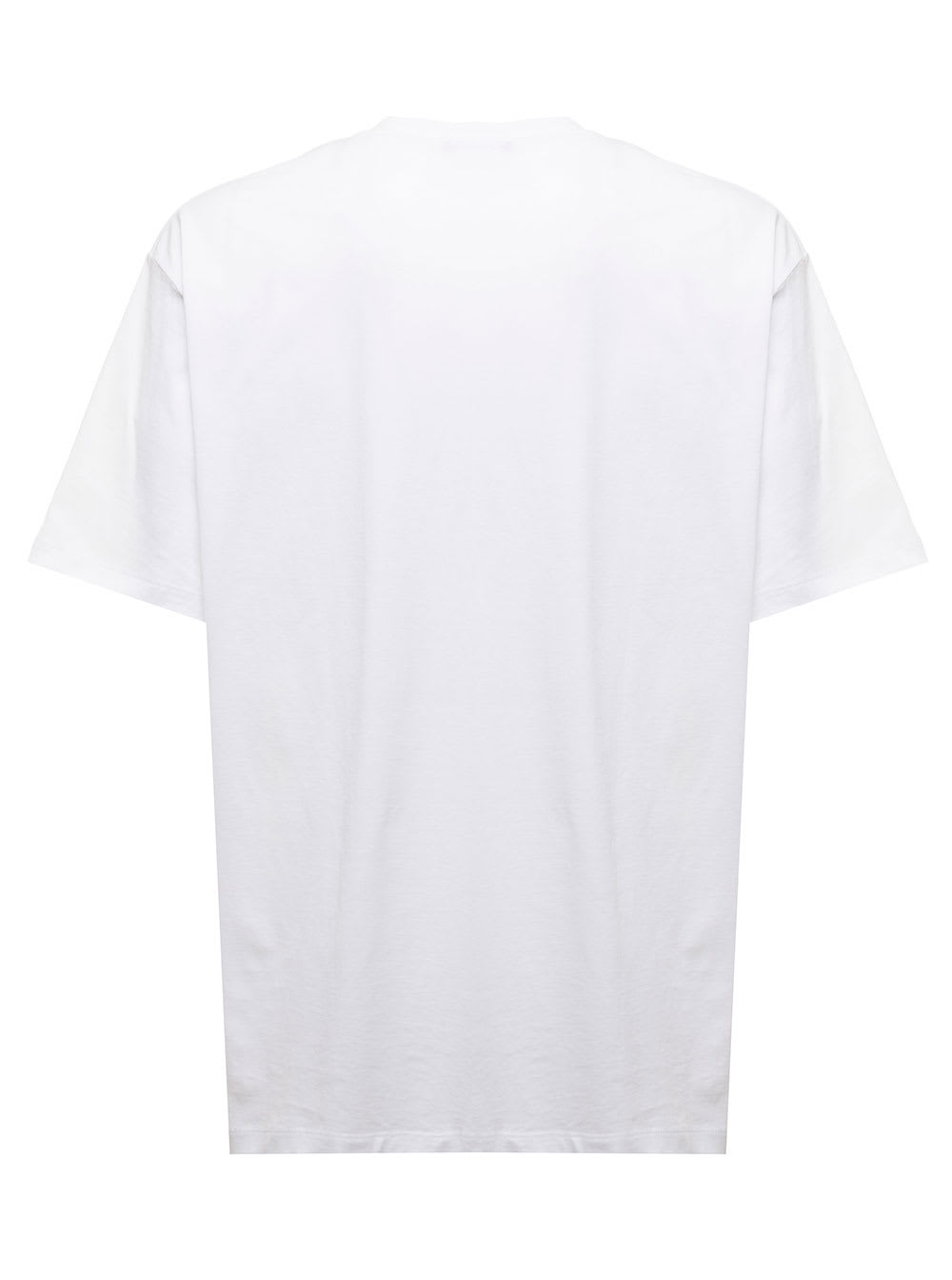 Shop Balmain Mans White Cotton T-shirt With Coin Flock Print In Bianco/nero