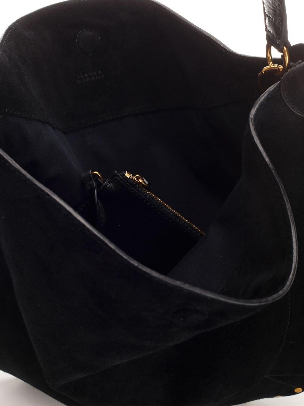 Isabel Marant Oskan Soft Medium Suede Shoulder Bag In Black