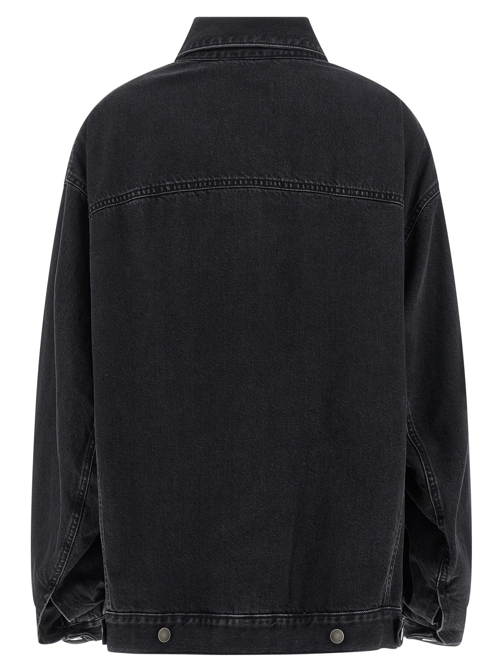 Haikure Button-down Long-sleeved Denim Jacket In Black