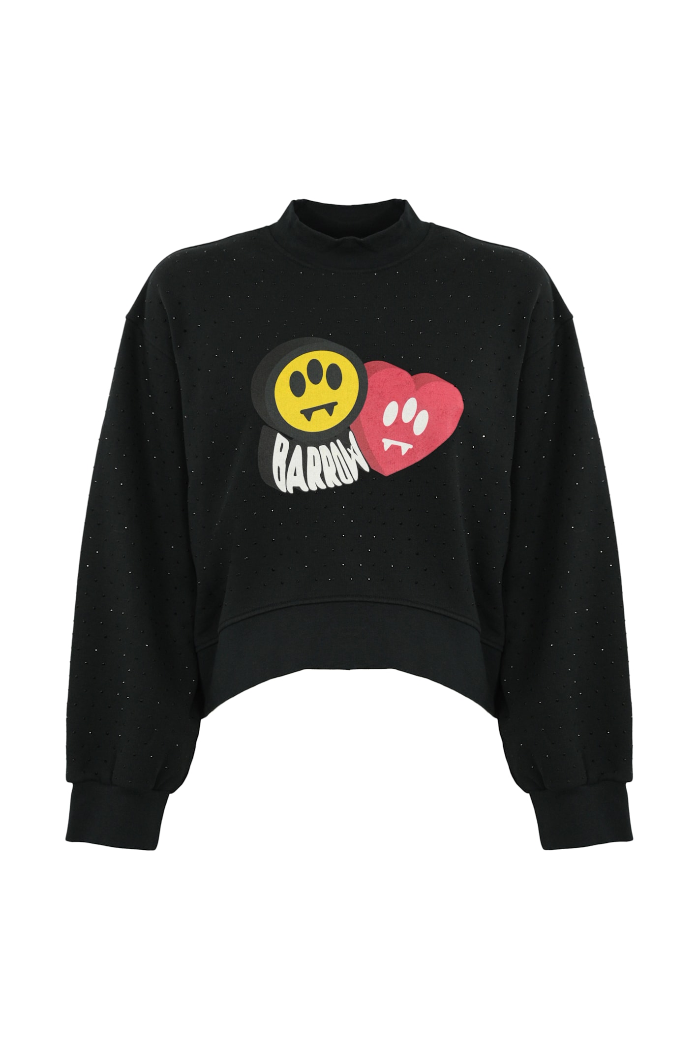 Cotton Sweatshirt With Rhinestones