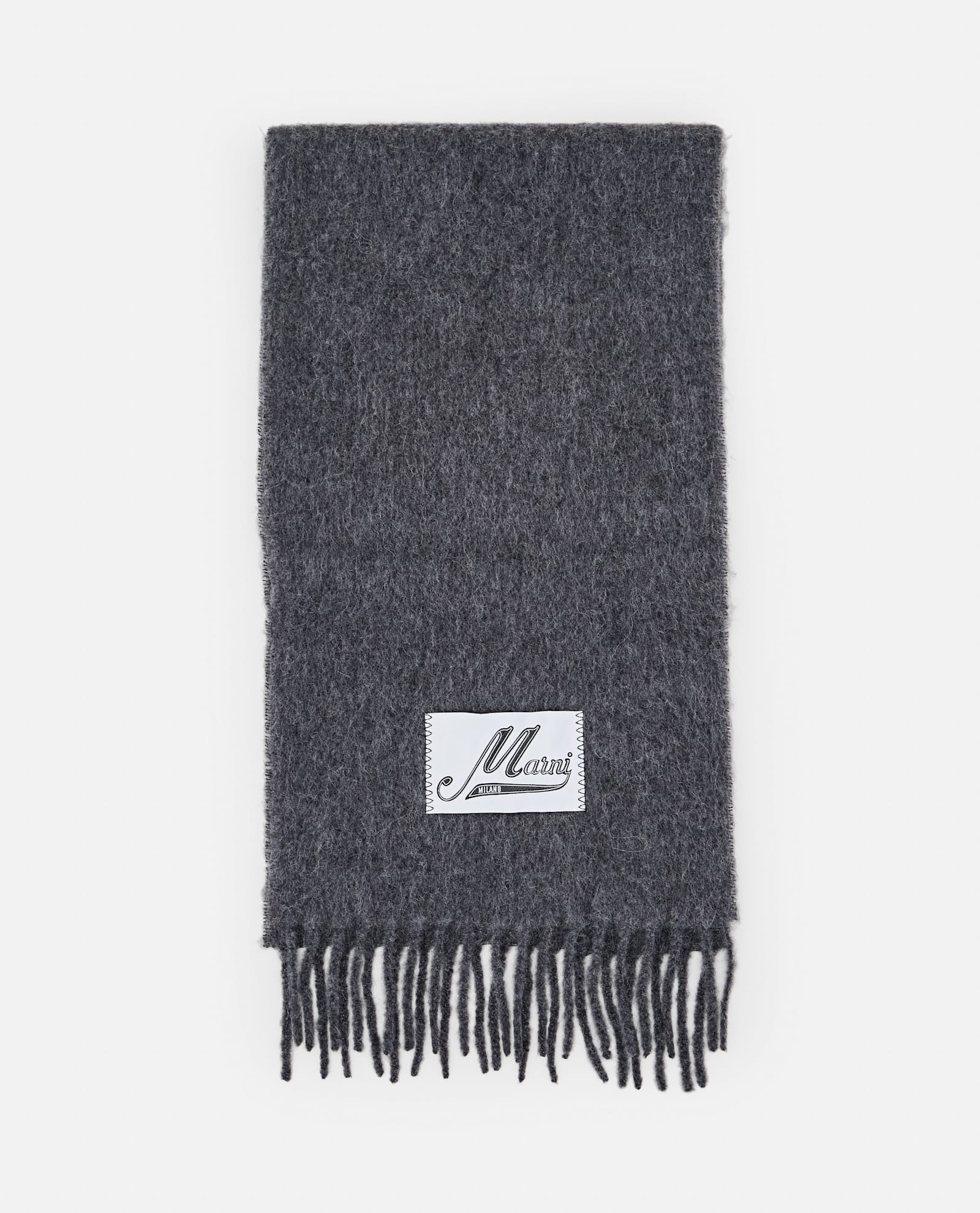 Shop Marni Brushed Alpaca Scarf In Grey