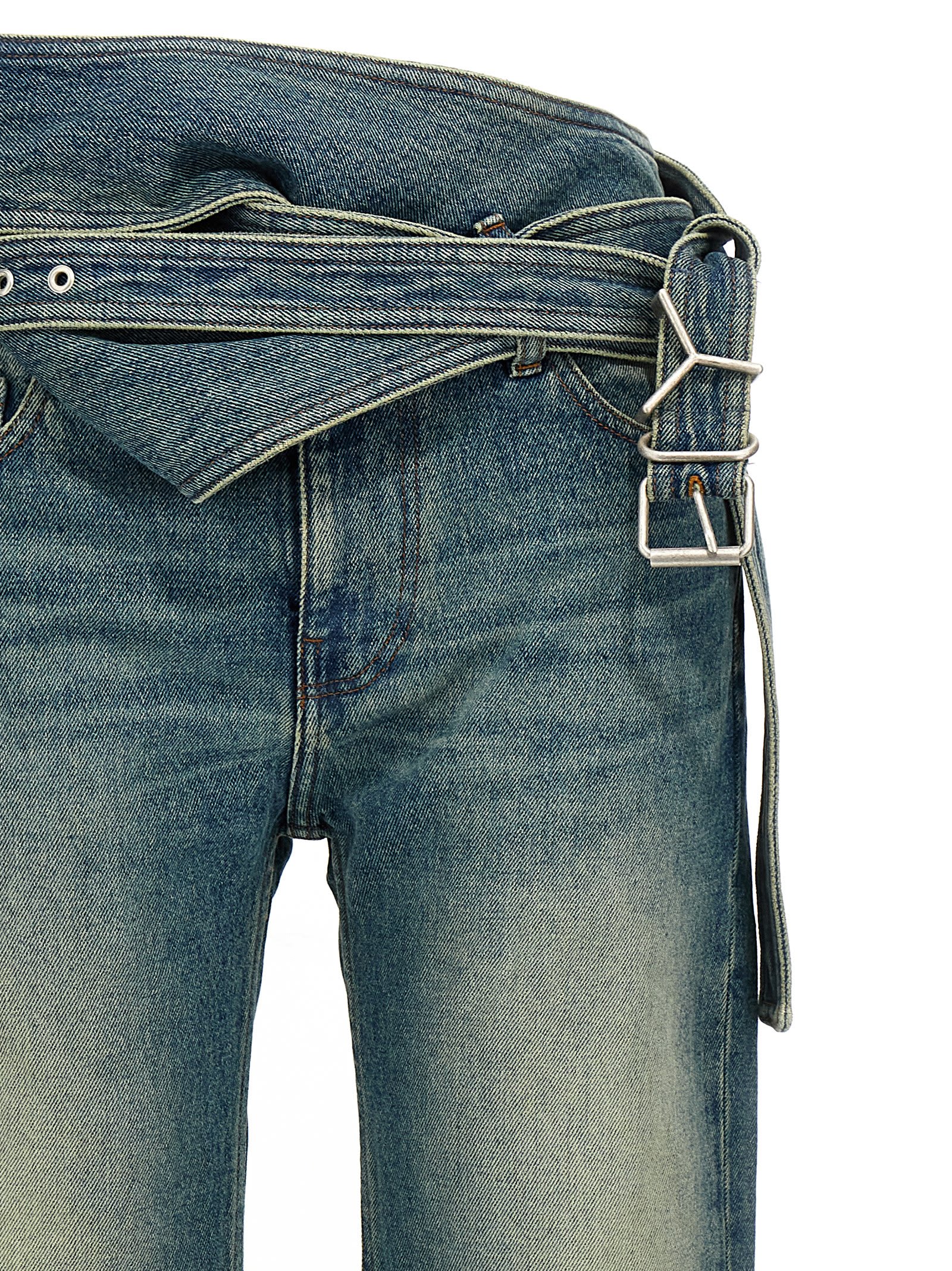 Shop Y/project Wrap Belt Jeans In Blue