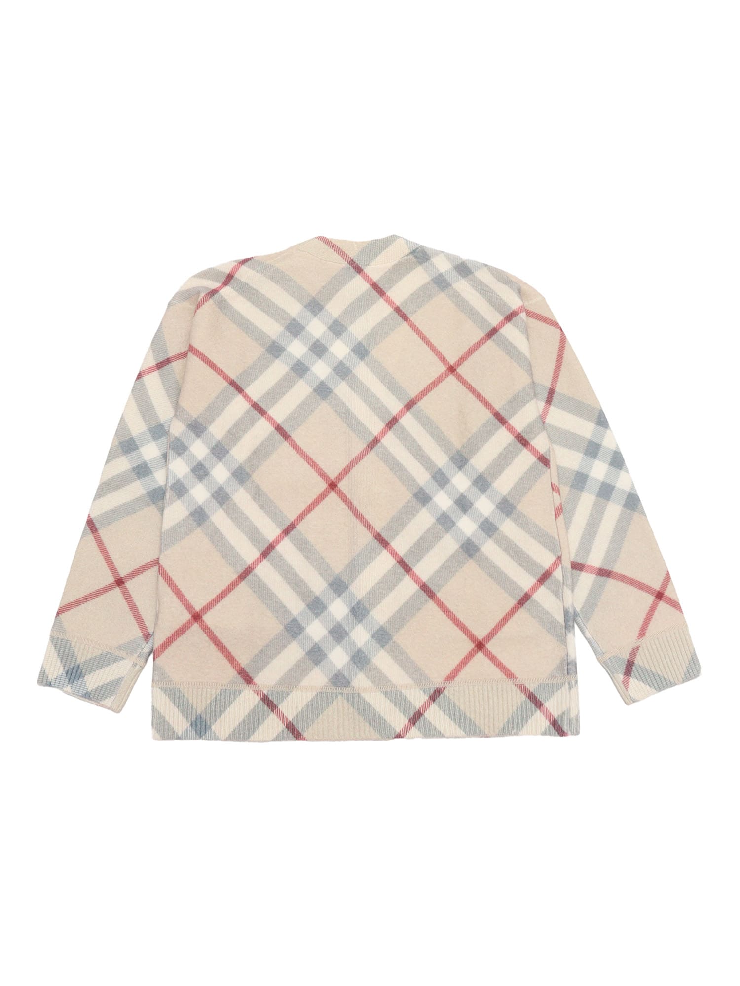 Burberry Girls Pale Stone Ip Check Kids Ashmore Long-sleeve Checked Wool And Cashmere-blend Cardigan In Grey