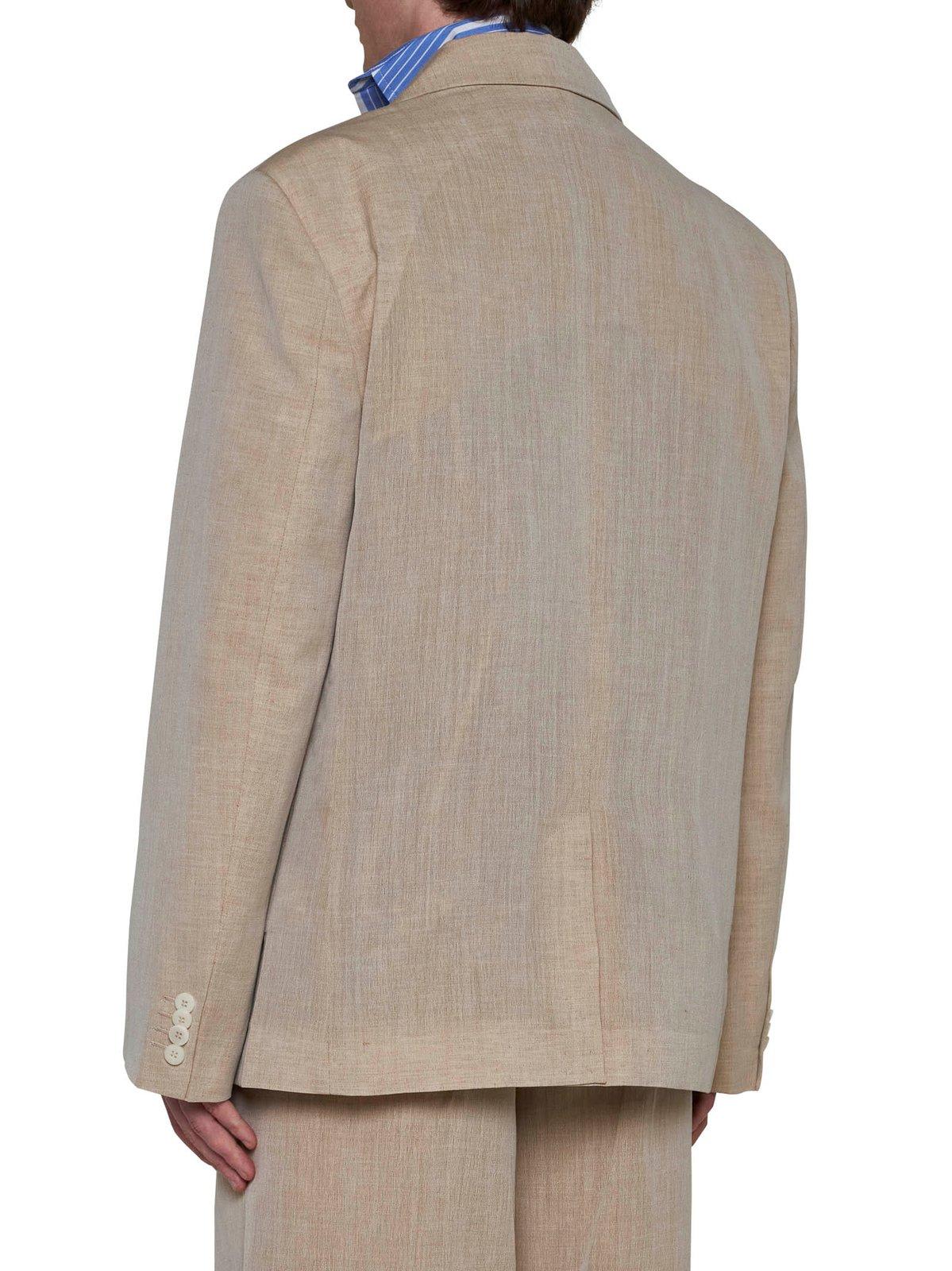 Shop Jacquemus Button-up Jacket In Beige