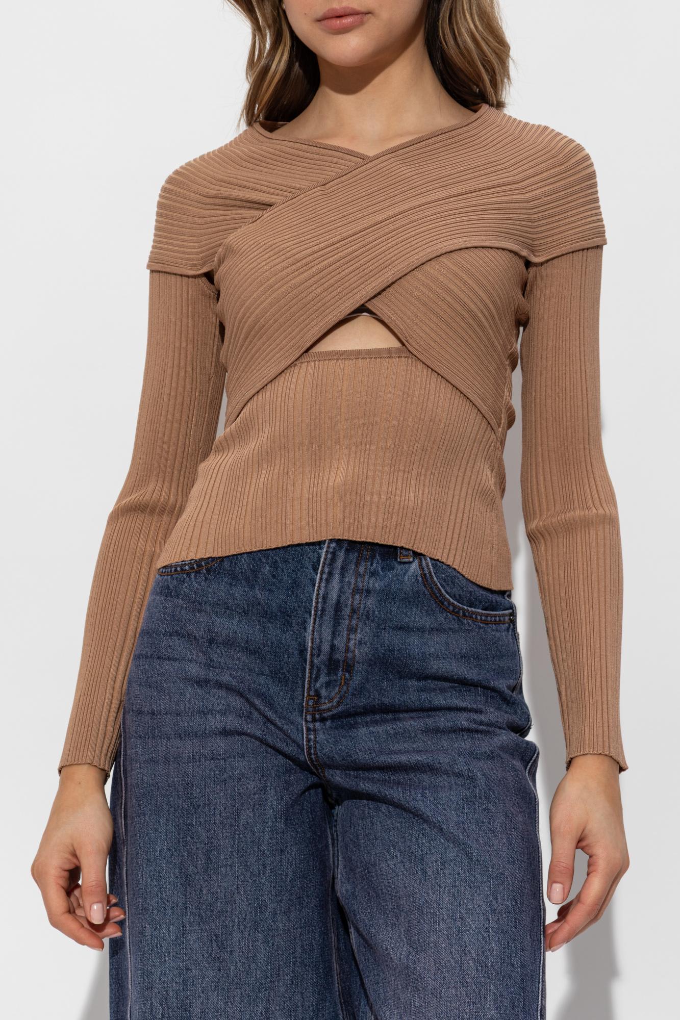 SELF-PORTRAIT SELF PORTRAIT RIBBED TOP WITH LONG SLEEVES