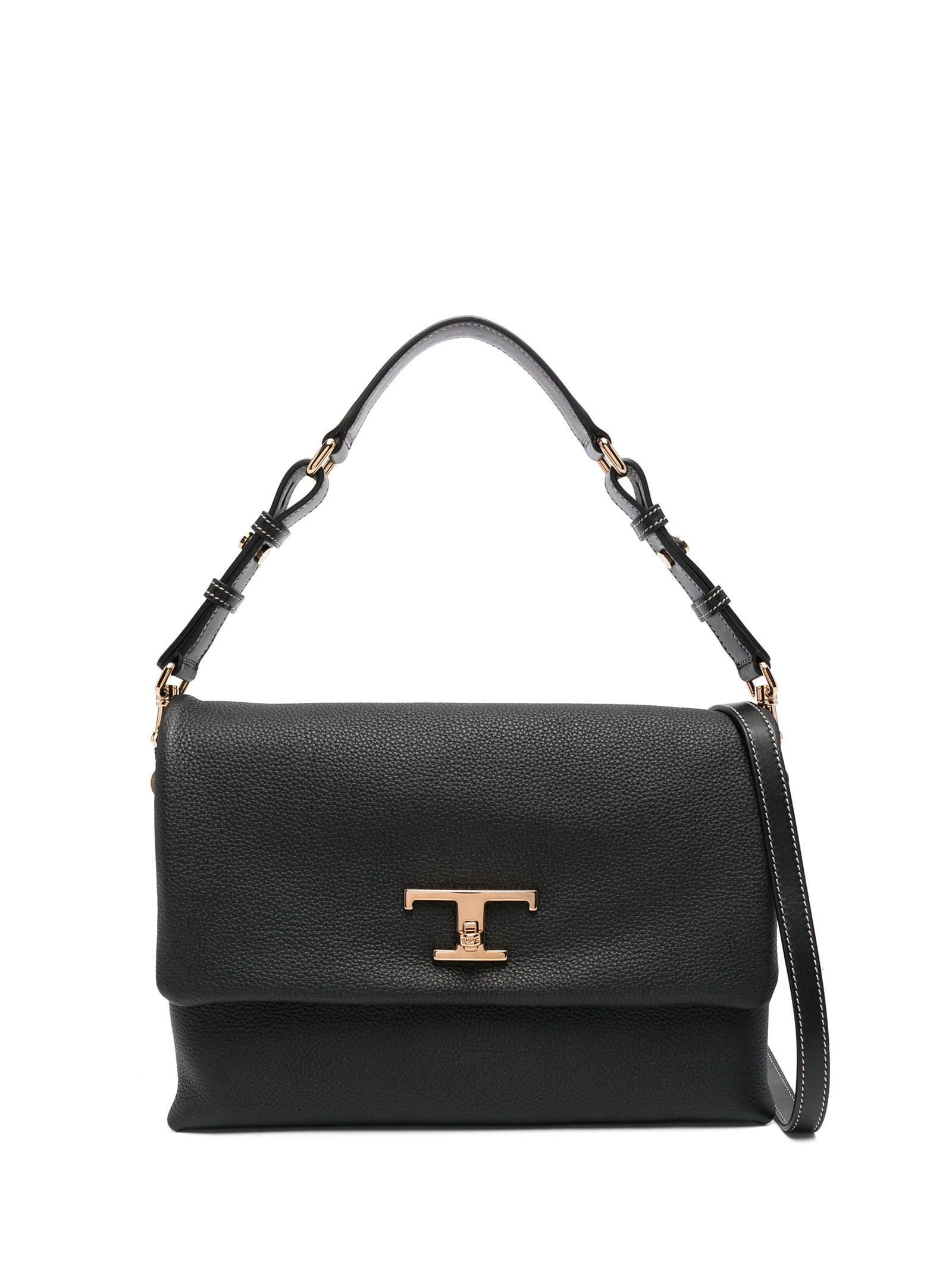 Shop Tod's Flap T Timeless Shoulder Bag In Nero