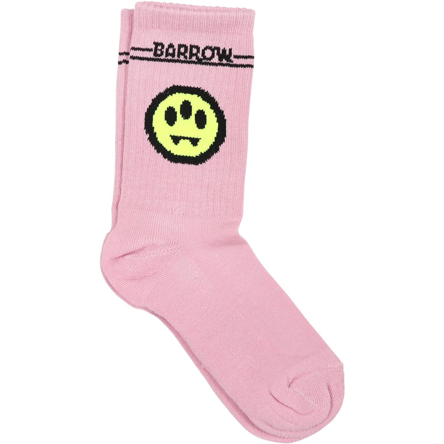Shop Barrow Pink Socks For Kids With Logo And Smiley In Rosa