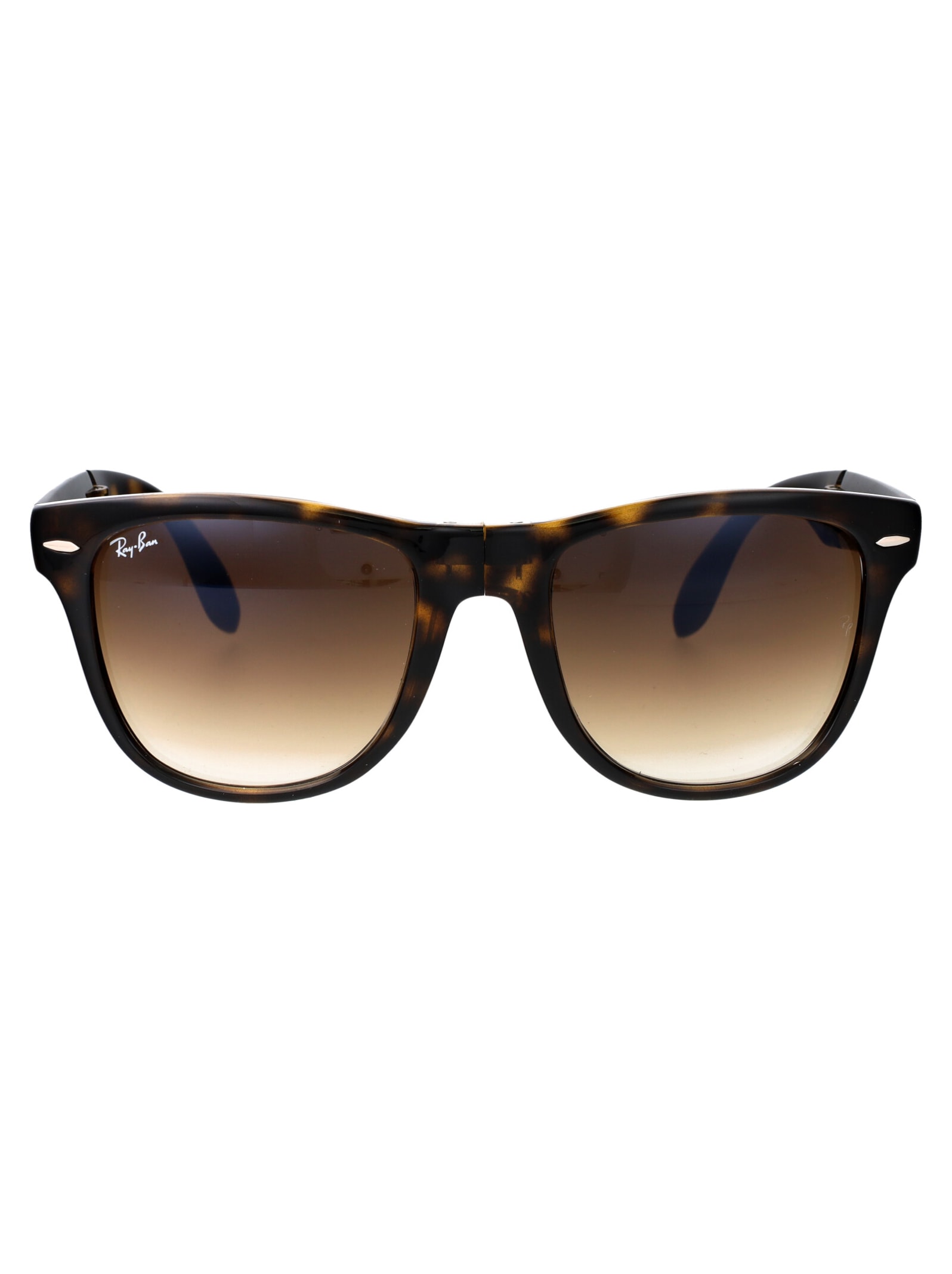 Shop Ray Ban Folding Wayfarer Sunglasses In 710/51 Light Havana