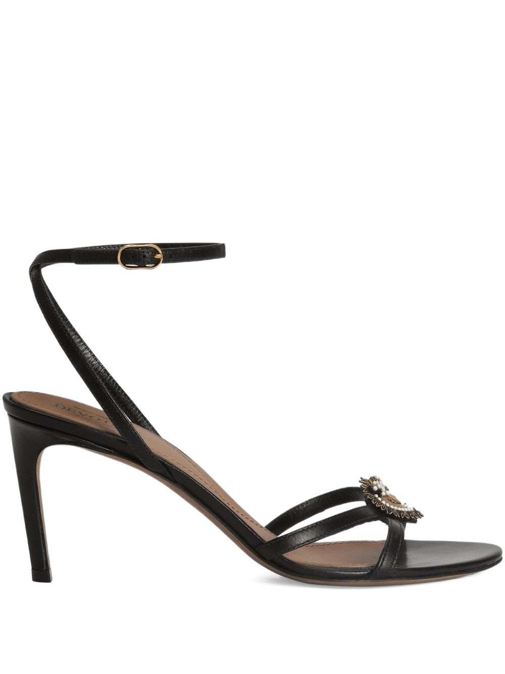 Dolce & Gabbana Sandals Thin Straps Stiletto Heel Heart In Black