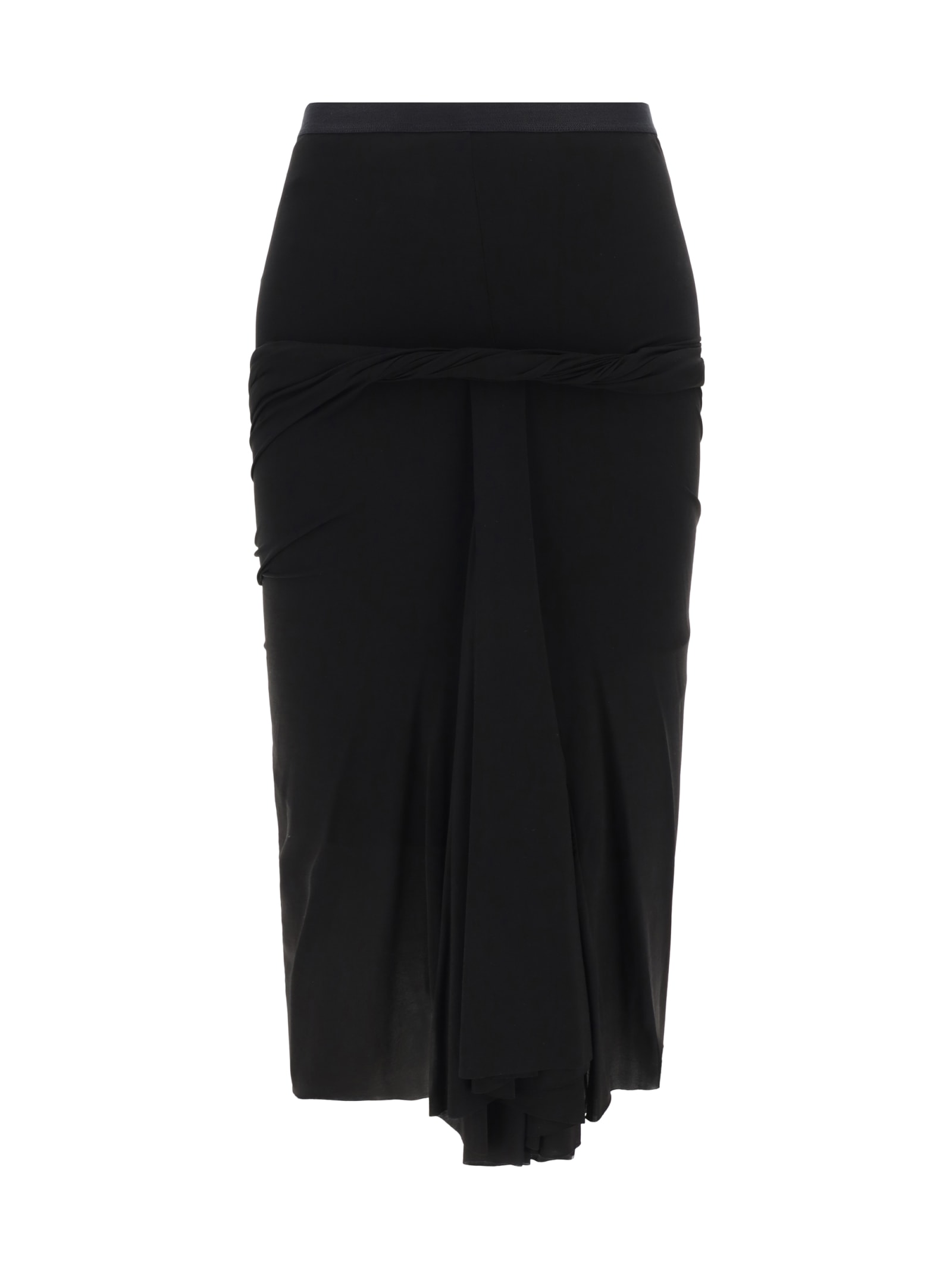 Rick Owens Twist-detailing Midi Skirt In Black