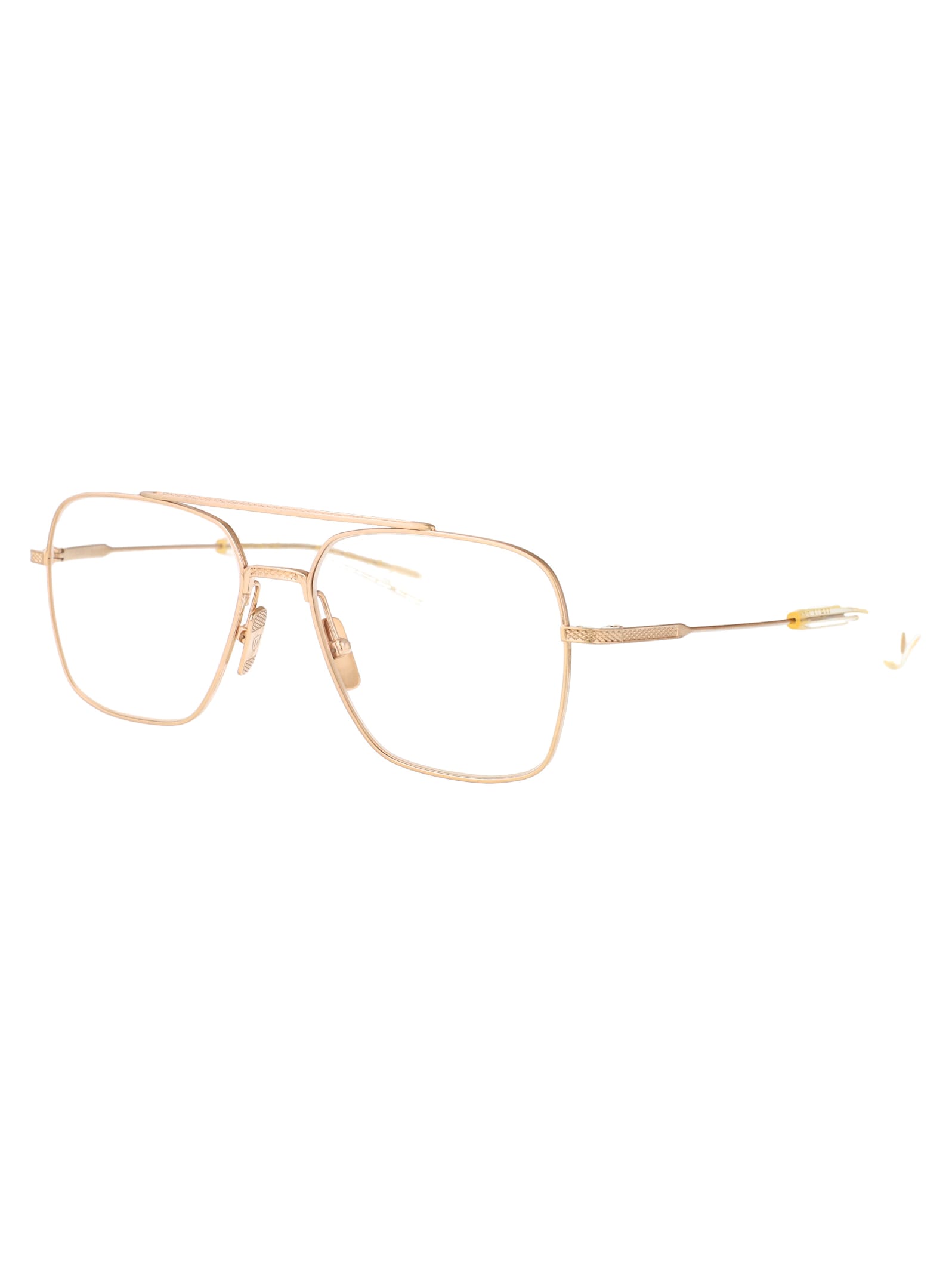 Dita Flight-seven Glasses In Brushed White Gold W/ Clear