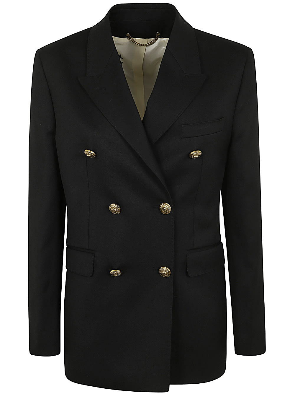 Shop Golden Goose Double Breasted Blazer In Light Dry Wool Gabardine In Black