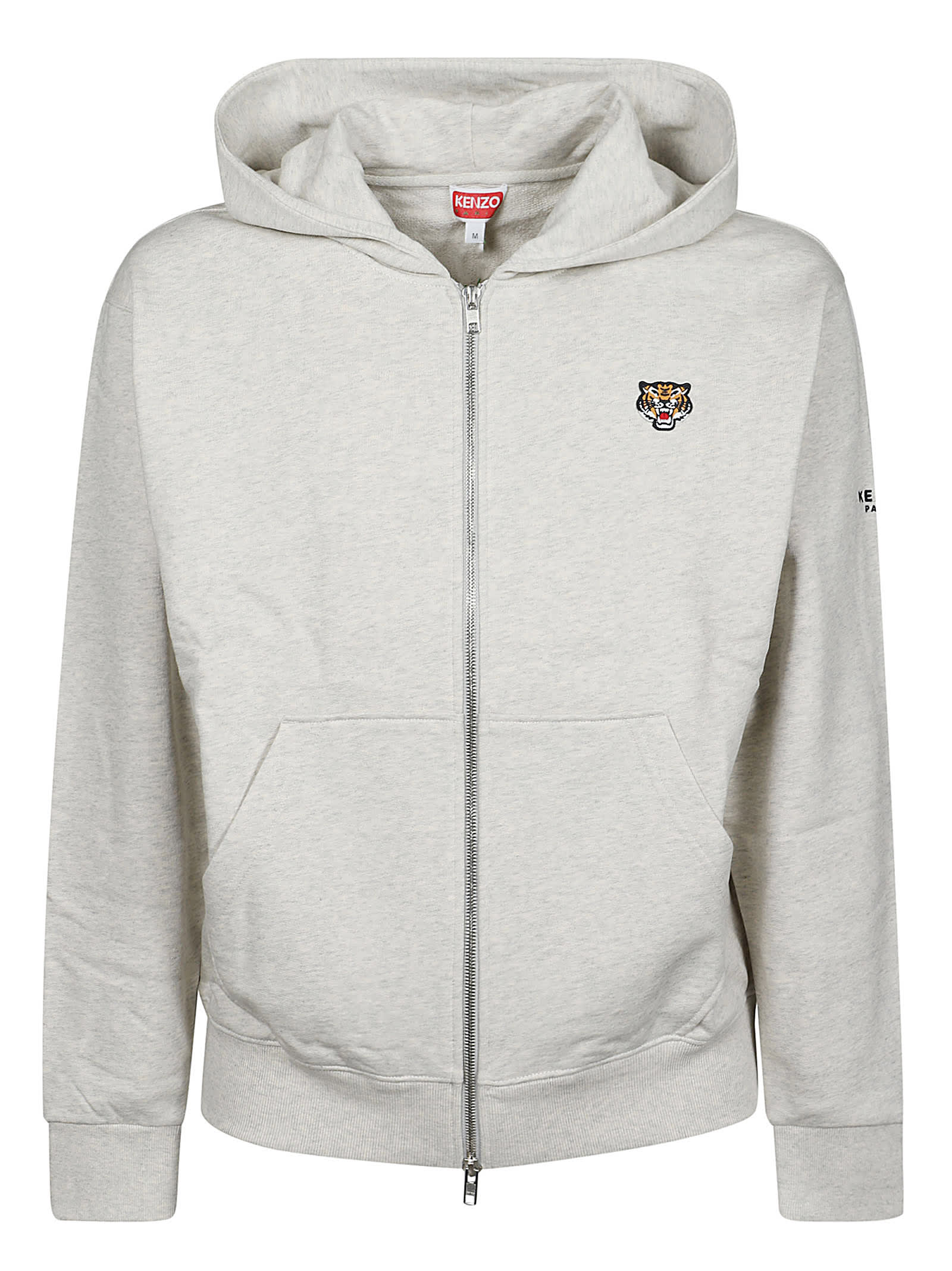 Shop Kenzo Lucky Tiger Full Zip Sweatshirt In Gris Clair