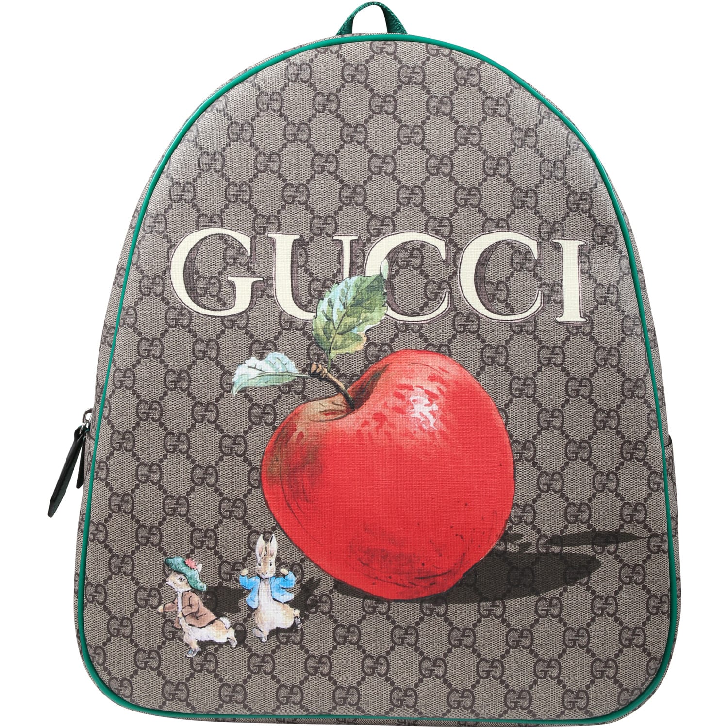 Gucci Brown Backpack For Girl With Apple Print And Logo