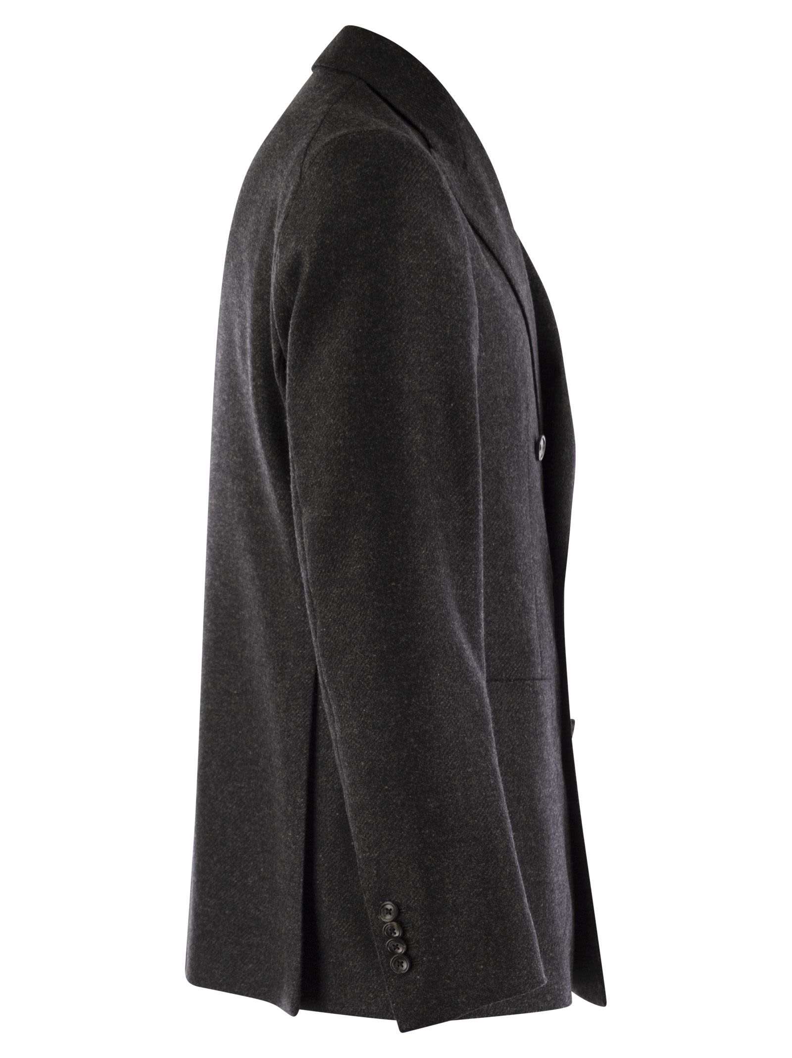 Shop Tagliatore Wool And Cashmere Double-breasted Jacket In Anthracite