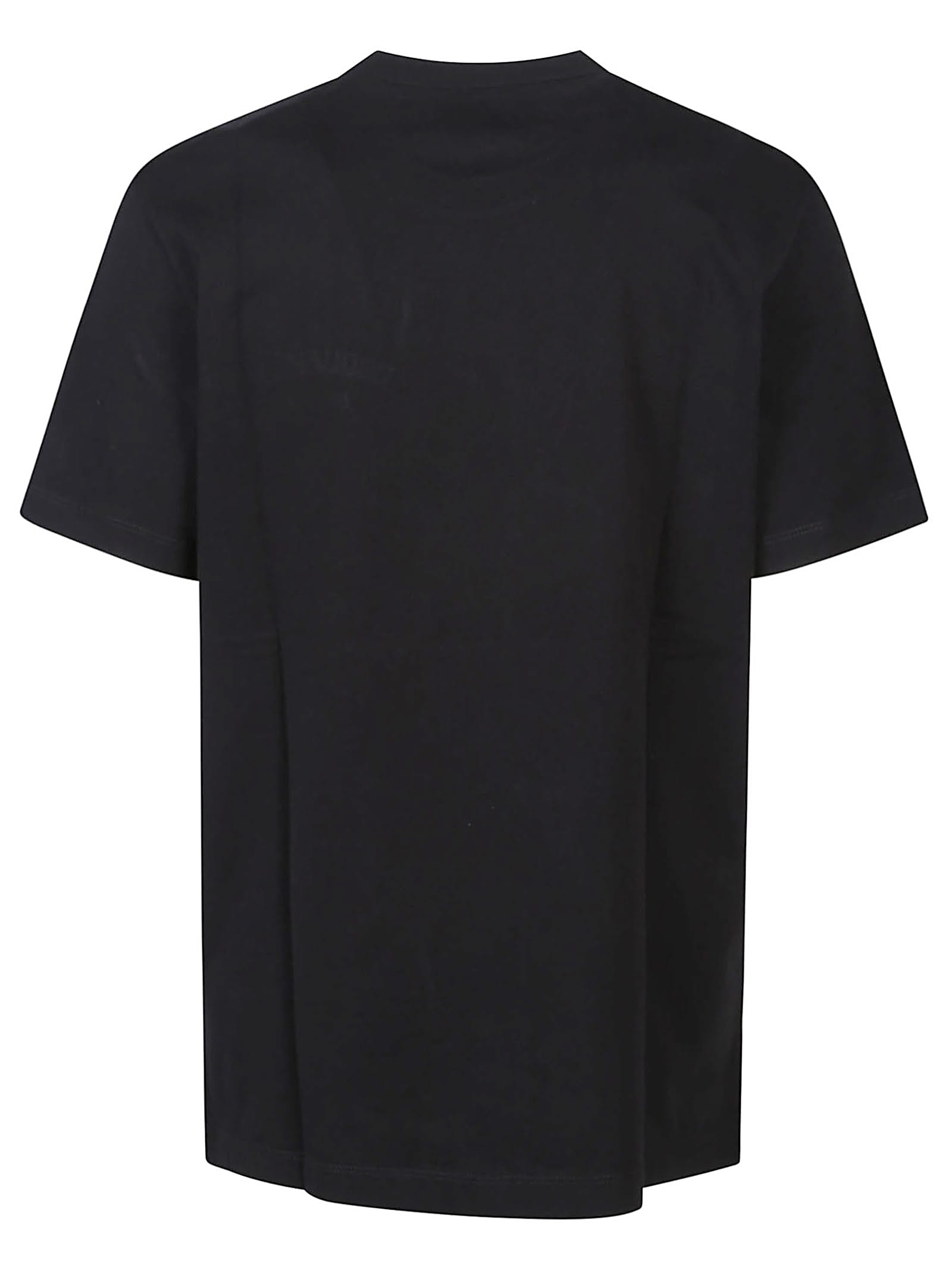Dsquared2 Men Black Crew-neck T-shirt With Logo On The Front In Cotton Man In Black