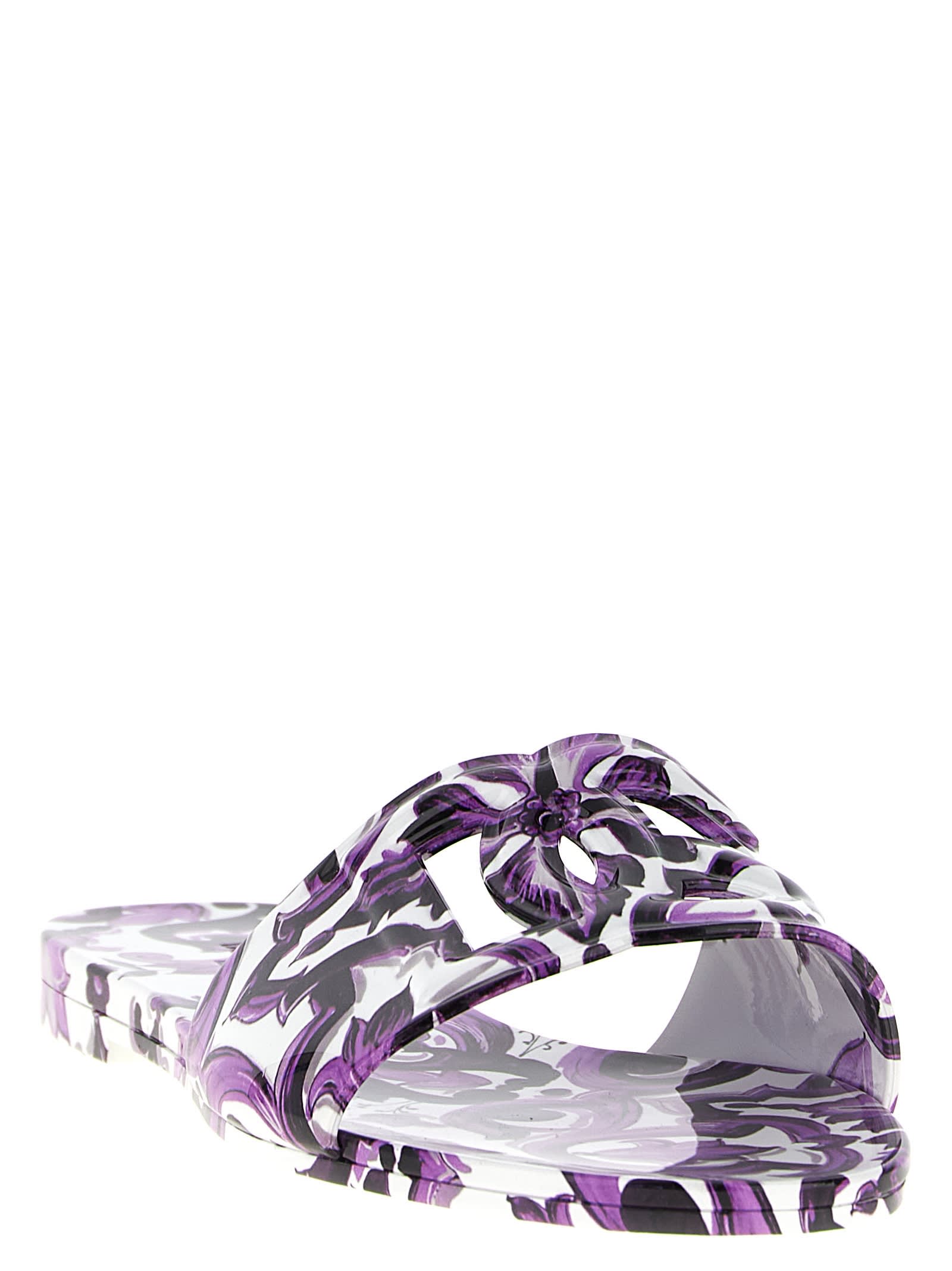 Dolce & Gabbana Maiolica Print Slids In Purple