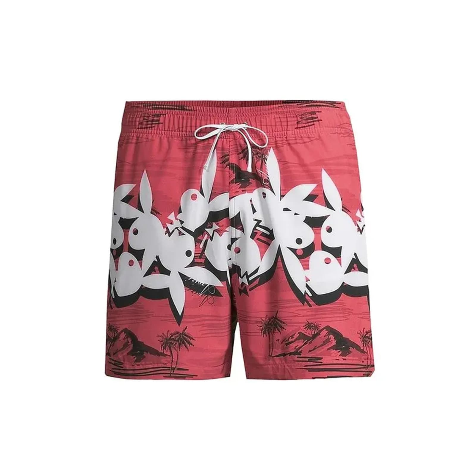 Shop Amiri Playboy Hawaiian Swim Shorts In Red