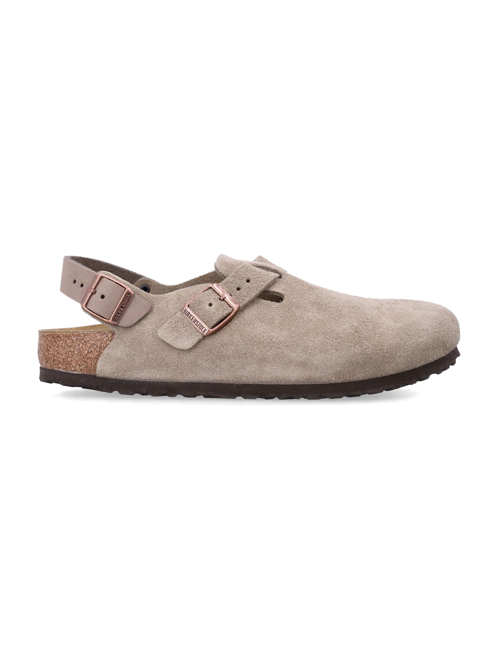 Birkenstock Tokio Nubuck Leather Mules With Strap In Brown