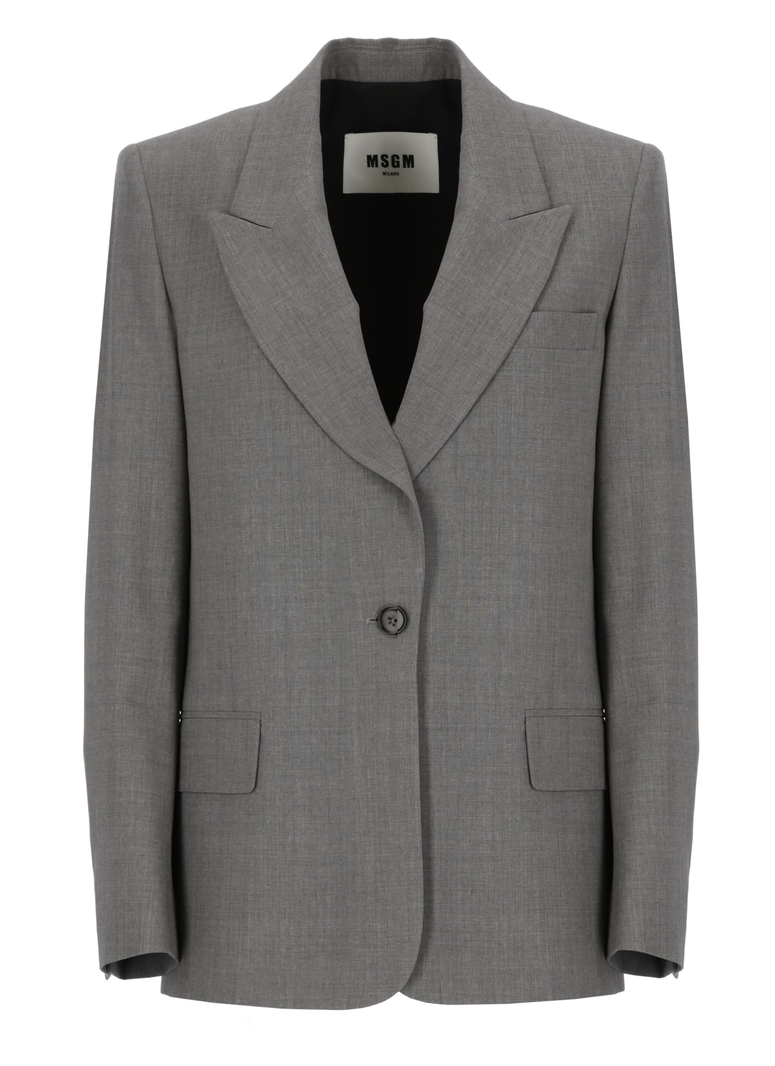 Shop Msgm Virgin Wool Blazer In Grey