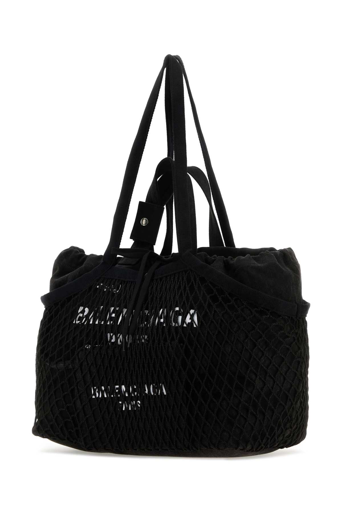 Shop Balenciaga Black Canvas And Mesh Medium 24/7 Shopping Bag