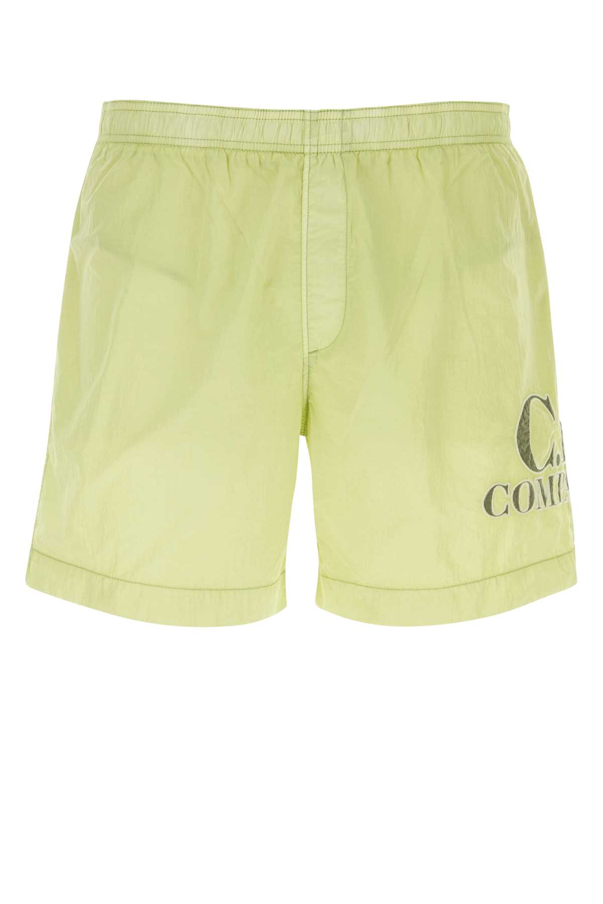 Shop C.p. Company Lime Green Nylon Swimming Shorts In Whitepear