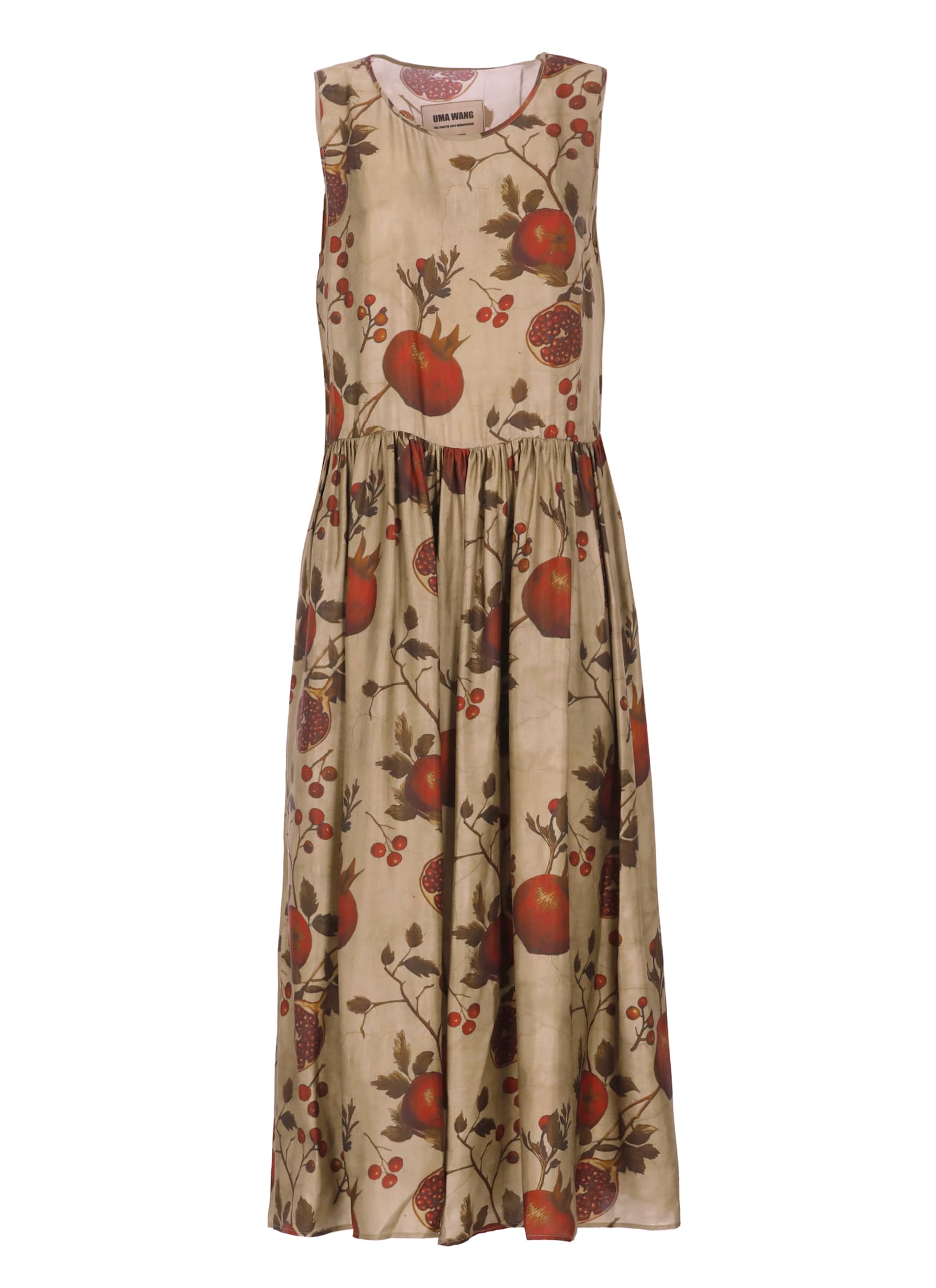 Uma Wang Printed Viscose And Cupro Ardal Midi Dress In Brown