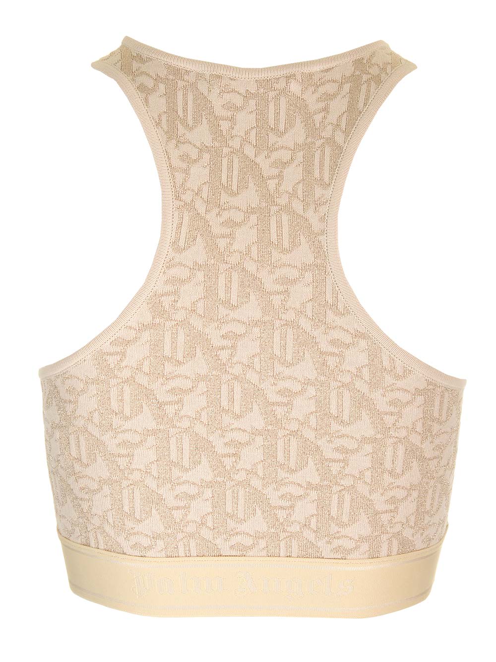 Shop Palm Angels Lurex Knit Top With Monogram In White